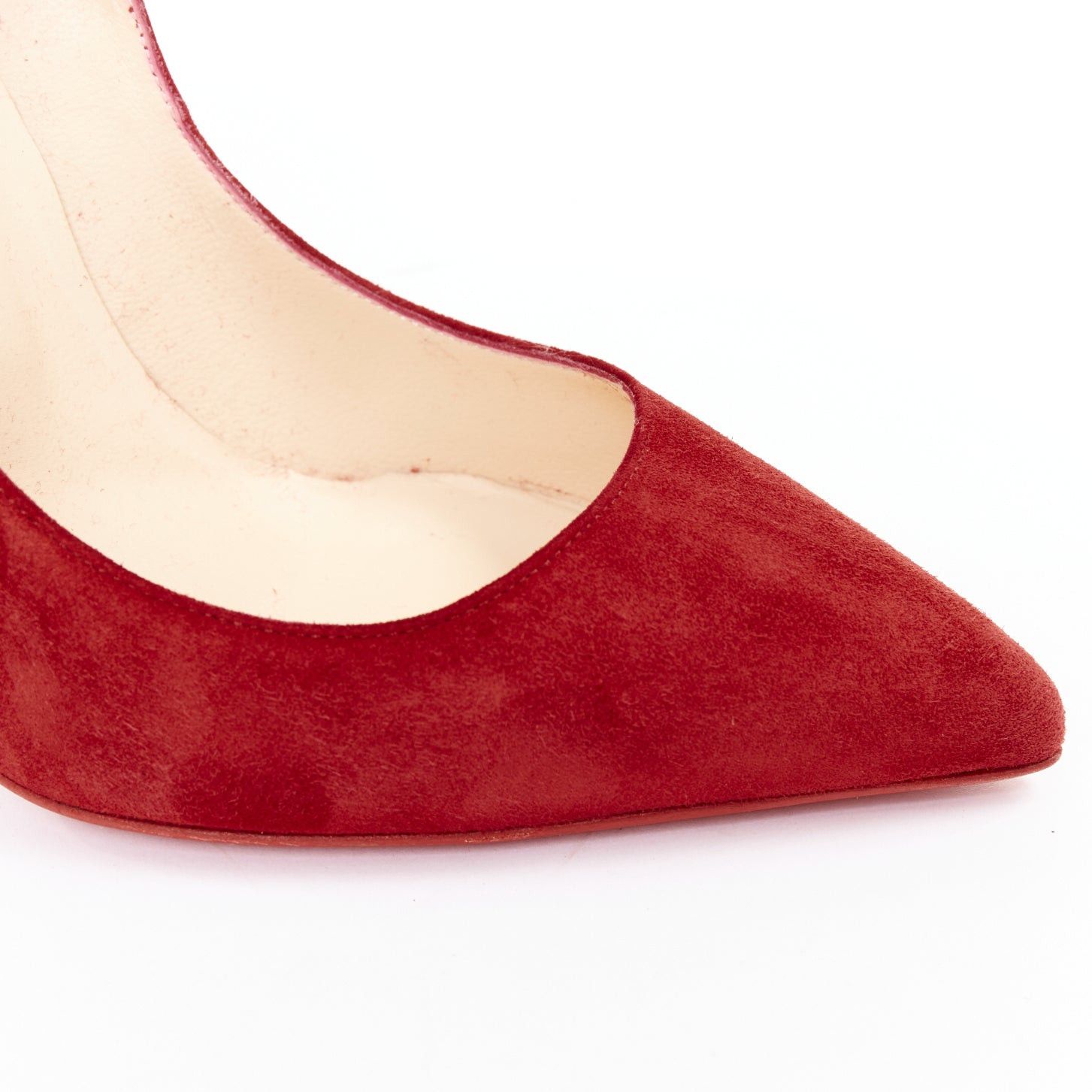 Christian Louboutin CHRISTIAN LOUBOUTIN Victorina 100 Veau Velours Carmin red suede flame topline pumps EU38 Size US 8 / IT 38 - 7 Thumbnail