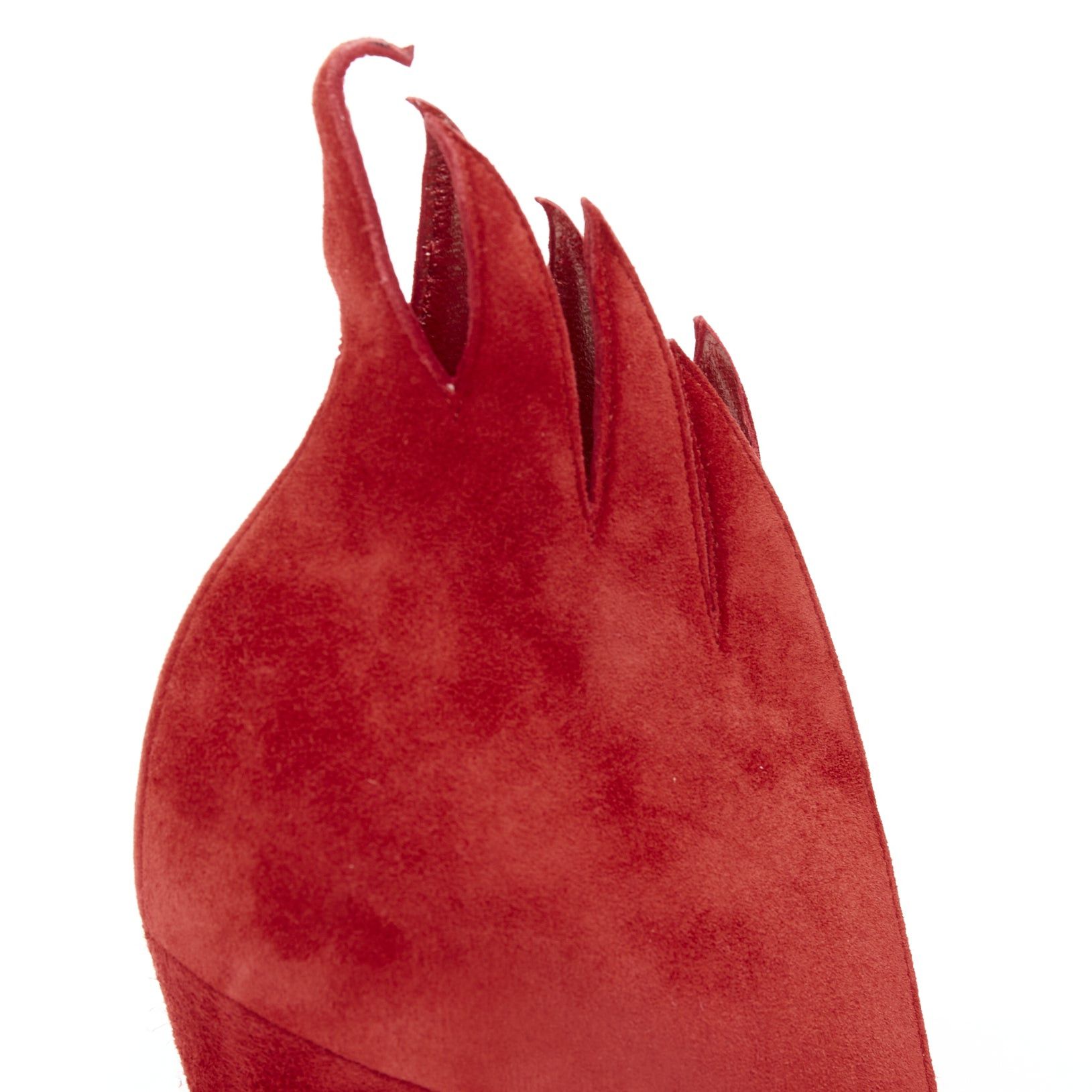 Christian Louboutin CHRISTIAN LOUBOUTIN Victorina 100 Veau Velours Carmin red suede flame topline pumps EU38 Size US 8 / IT 38 - 8 Thumbnail