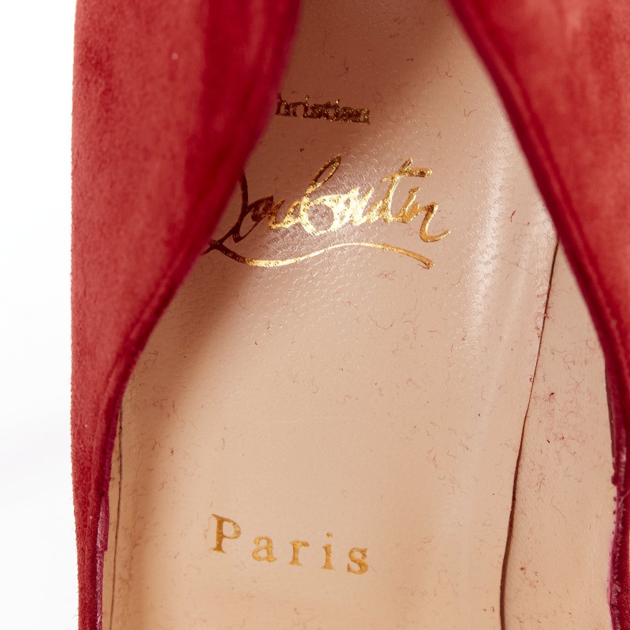 Christian Louboutin CHRISTIAN LOUBOUTIN Victorina 100 Veau Velours Carmin red suede flame topline pumps EU38 Size US 8 / IT 38 - 9 Thumbnail