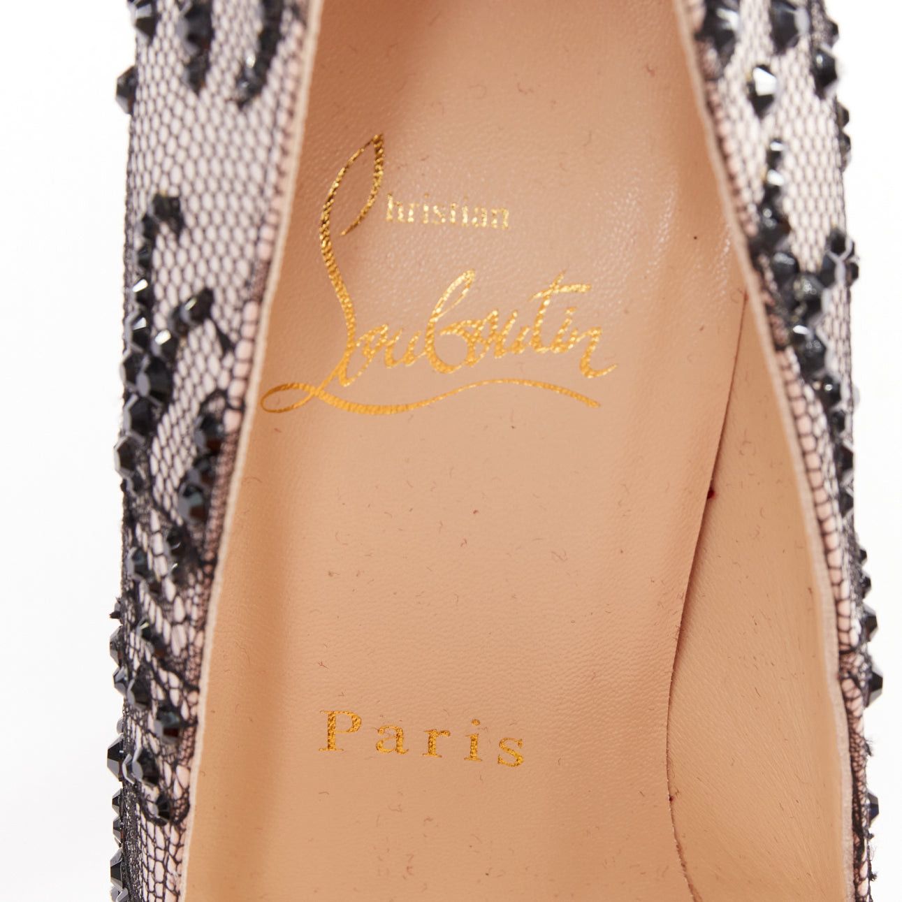 Christian Louboutin CHRISTIAN LOUBOUTIN Stardust 160 Satin Lace pink black strass embellished platform pumps EU37.5 Size US 7.5 / IT 37.5 - 9 Thumbnail