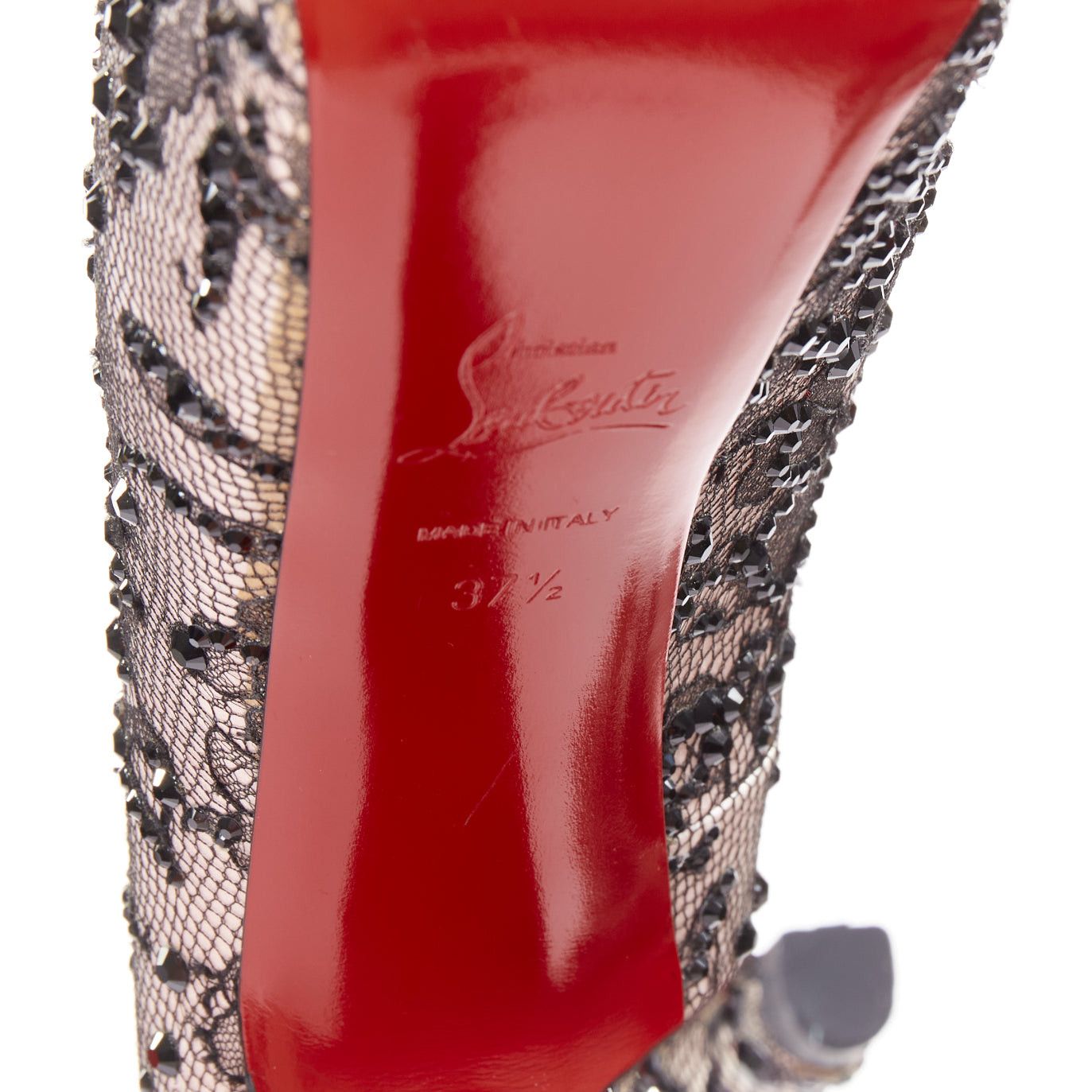 Christian Louboutin CHRISTIAN LOUBOUTIN Stardust 160 Satin Lace pink black strass embellished platform pumps EU37.5 Size US 7.5 / IT 37.5 - 10 Thumbnail
