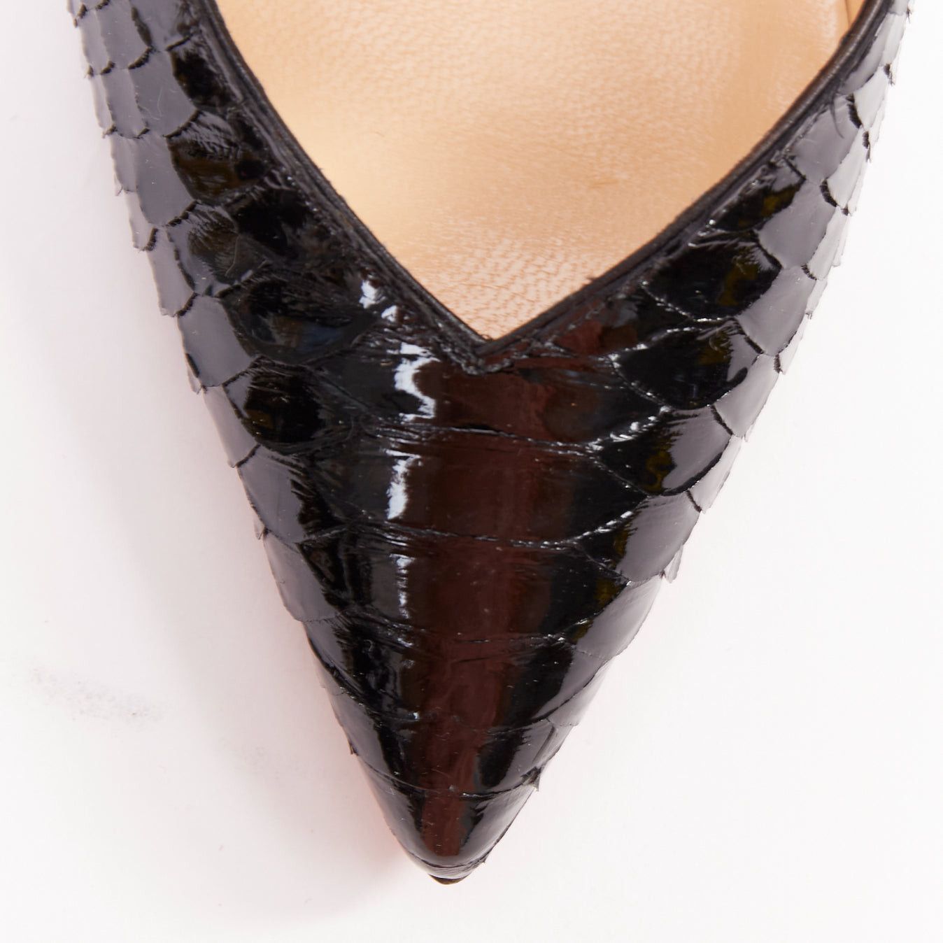 Christian Louboutin CHRISTIAN LOUBOUTIN Dictata 100 black polished scaled toe cut out T-strap pumps EU37.5 Size US 7.5 / IT 37.5 - 6 Thumbnail