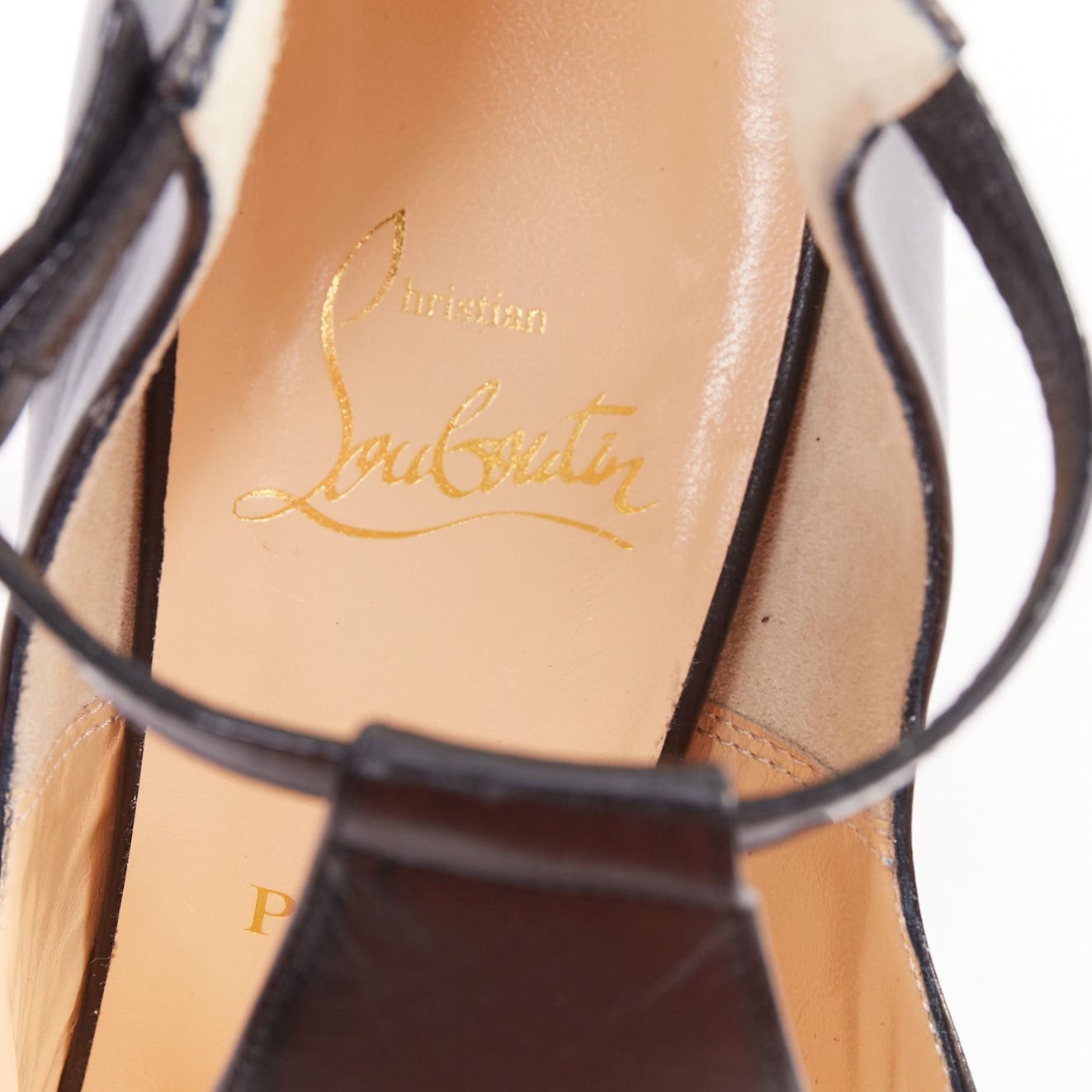 Christian Louboutin CHRISTIAN LOUBOUTIN Dictata 100 black polished scaled toe cut out T-strap pumps EU37.5 Size US 7.5 / IT 37.5 - 9 Thumbnail