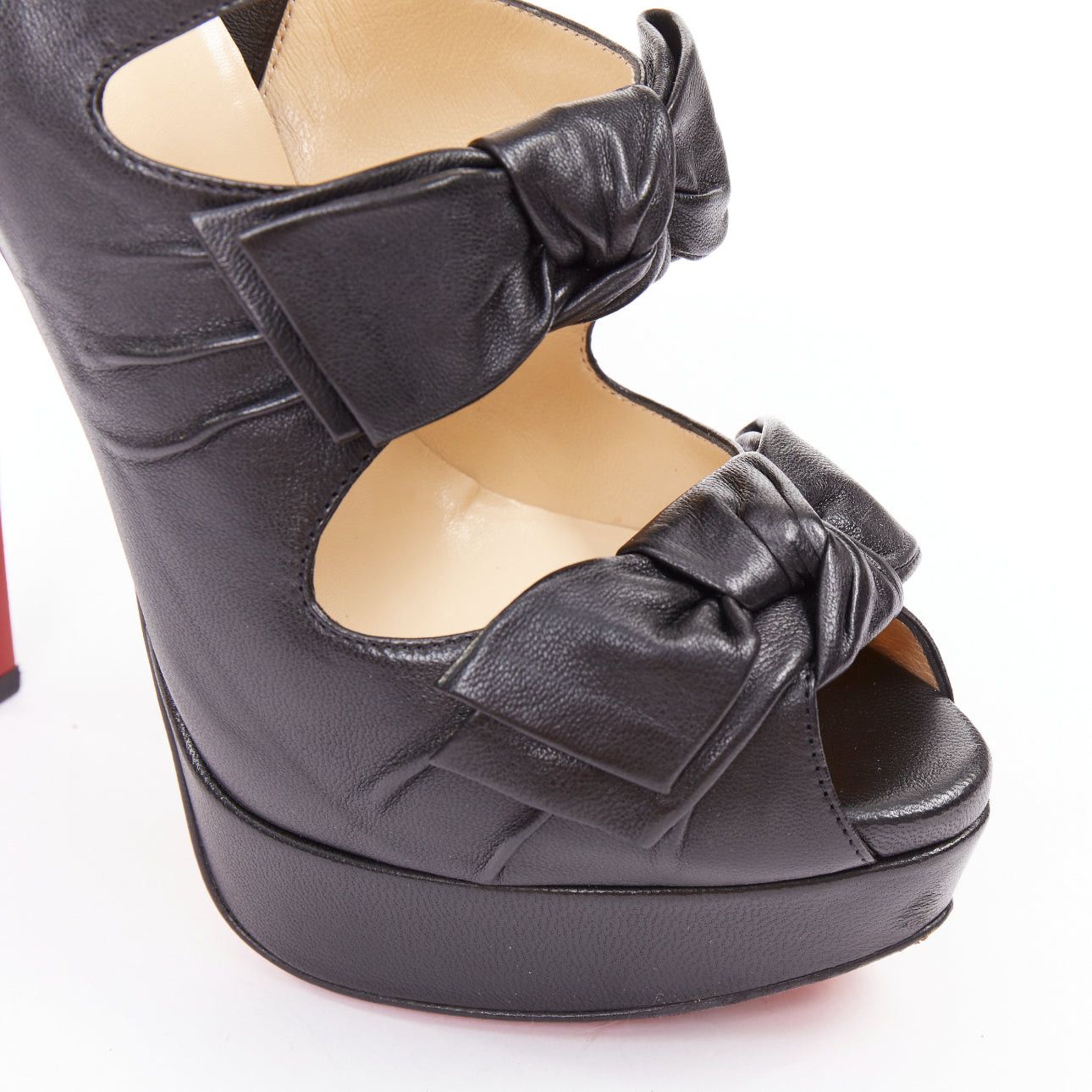 Christian Louboutin CHRISTIAN LOUBOUTIN Madame Butterfly 150 nappa black bow ribbon cut out platform heels EU37.5 Size US 7.5 / IT 37.5 - 7 Thumbnail