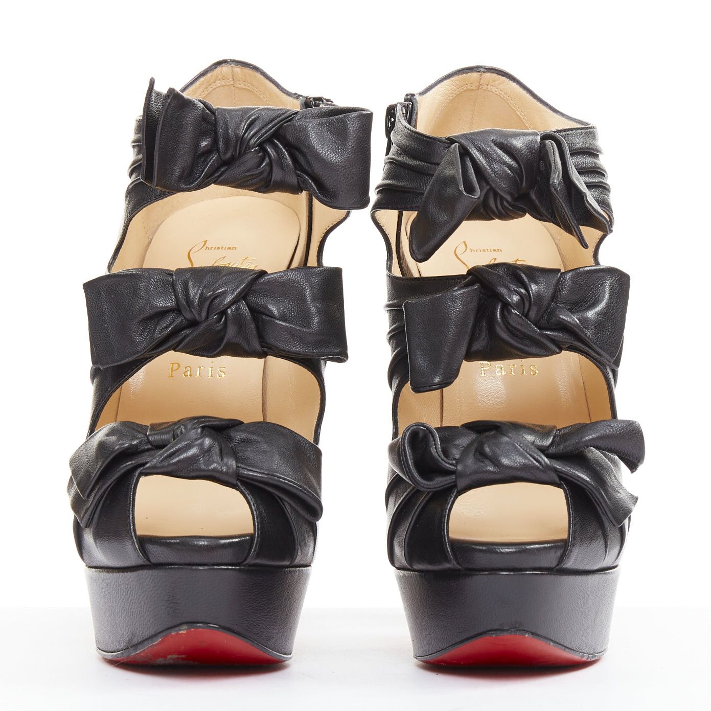 Christian Louboutin CHRISTIAN LOUBOUTIN Madame Butterfly 150 nappa black bow ribbon cut out platform heels EU37.5 Size US 7.5 / IT 37.5 - 3 Thumbnail