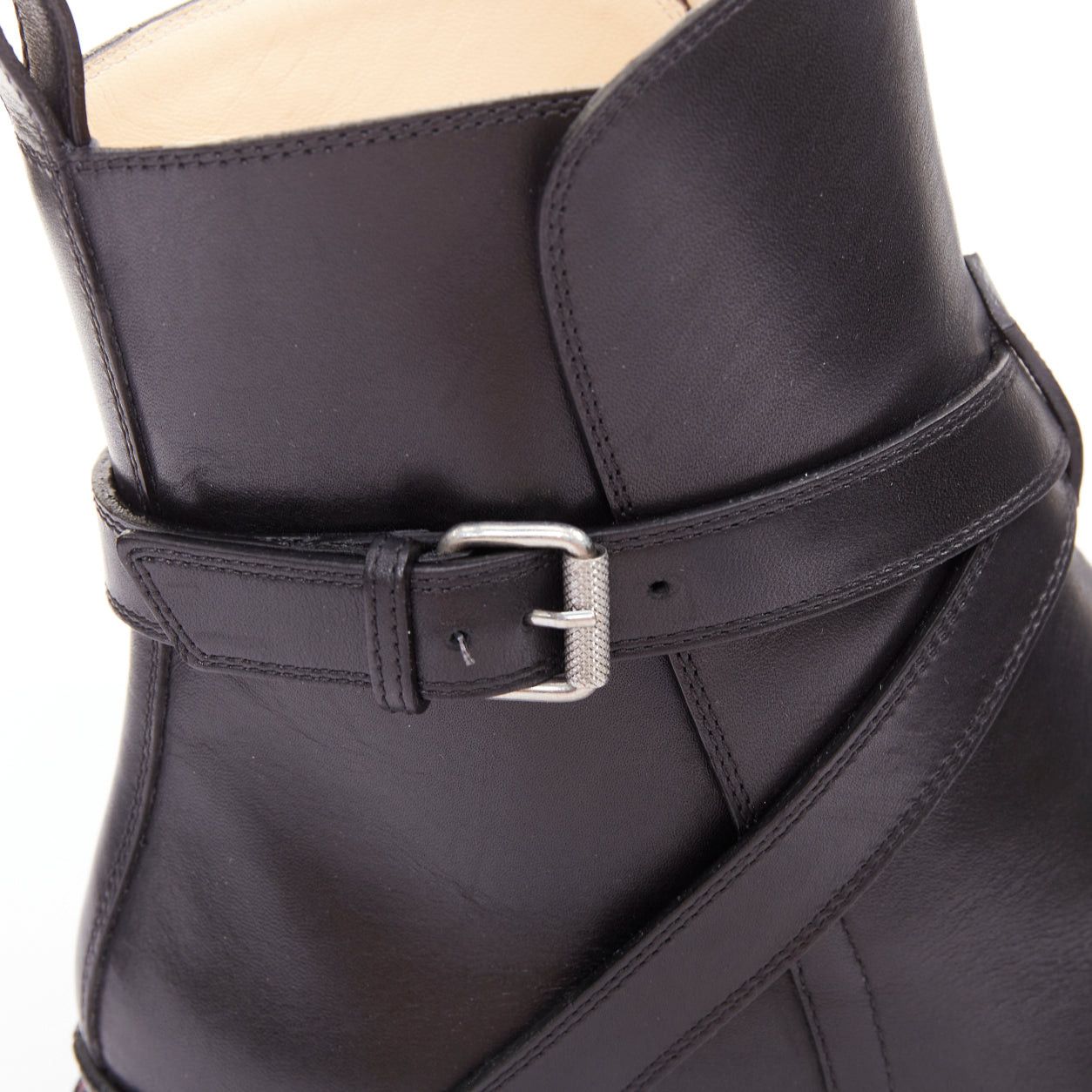 Christian Louboutin CHRISTIAN LOUBOUTIN Chelsea Chain Flat Calf Brosse black silver embellished buckle boots EU38 Size US 8 / IT 38 - 8 Thumbnail