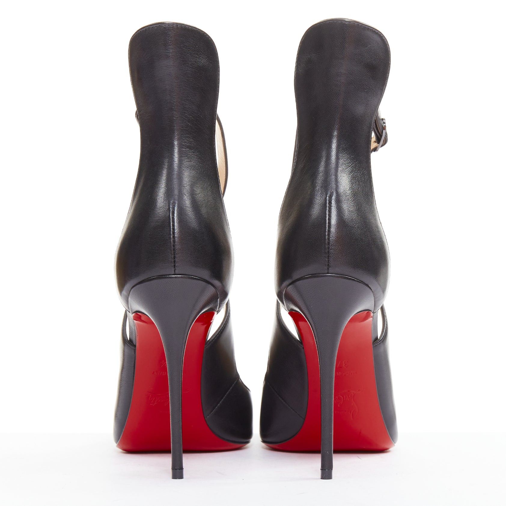 Christian Louboutin CHRISTIAN LOUBOUTIN Marlenarock 100 nappa black calfskin cross cross ankle strap pumps EU37.5 Size US 7.5 / IT 37.5 - 5 Thumbnail