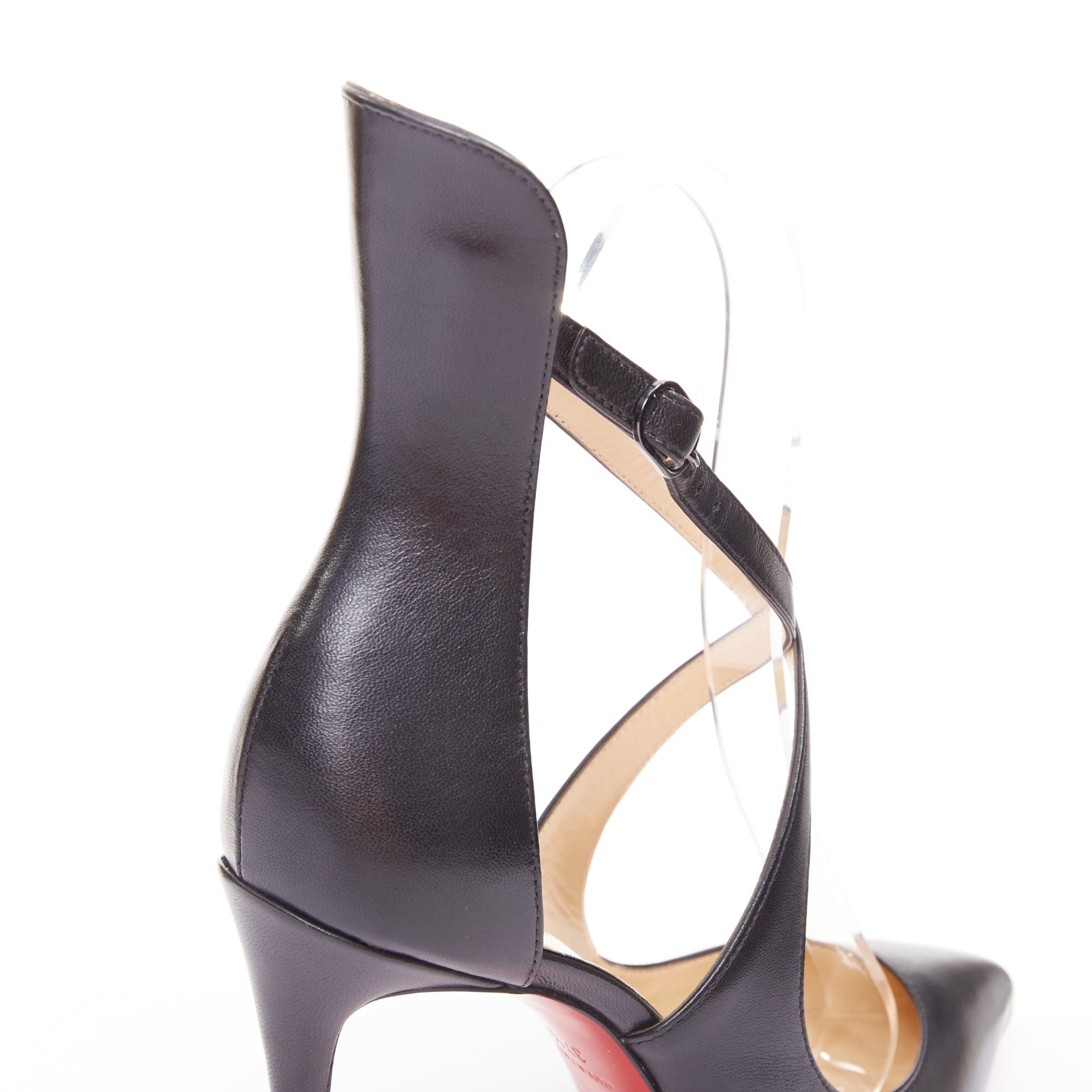 Christian Louboutin CHRISTIAN LOUBOUTIN Marlenarock 100 nappa black calfskin cross cross ankle strap pumps EU37.5 Size US 7.5 / IT 37.5 - 8 Thumbnail