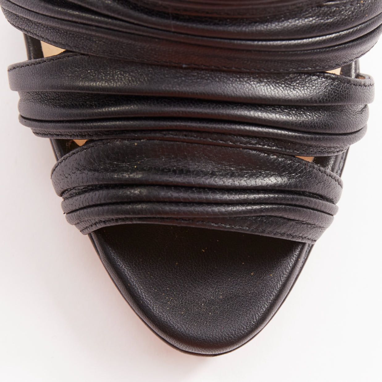 Christian Louboutin CHRISTIAN LOUBOUTIN Tinazata 120 nappa black leather strappy caged gladiator sandals EU37.5 Size US 7.5 / IT 37.5 - 6 Thumbnail