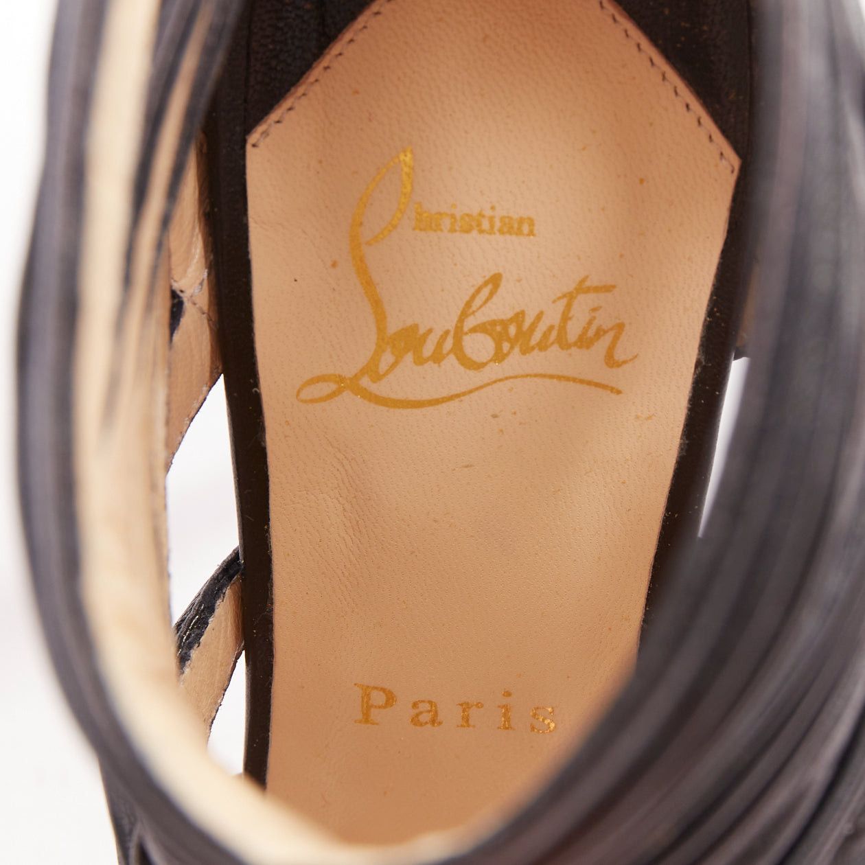 Christian Louboutin CHRISTIAN LOUBOUTIN Tinazata 120 nappa black leather strappy caged gladiator sandals EU37.5 Size US 7.5 / IT 37.5 - 9 Thumbnail