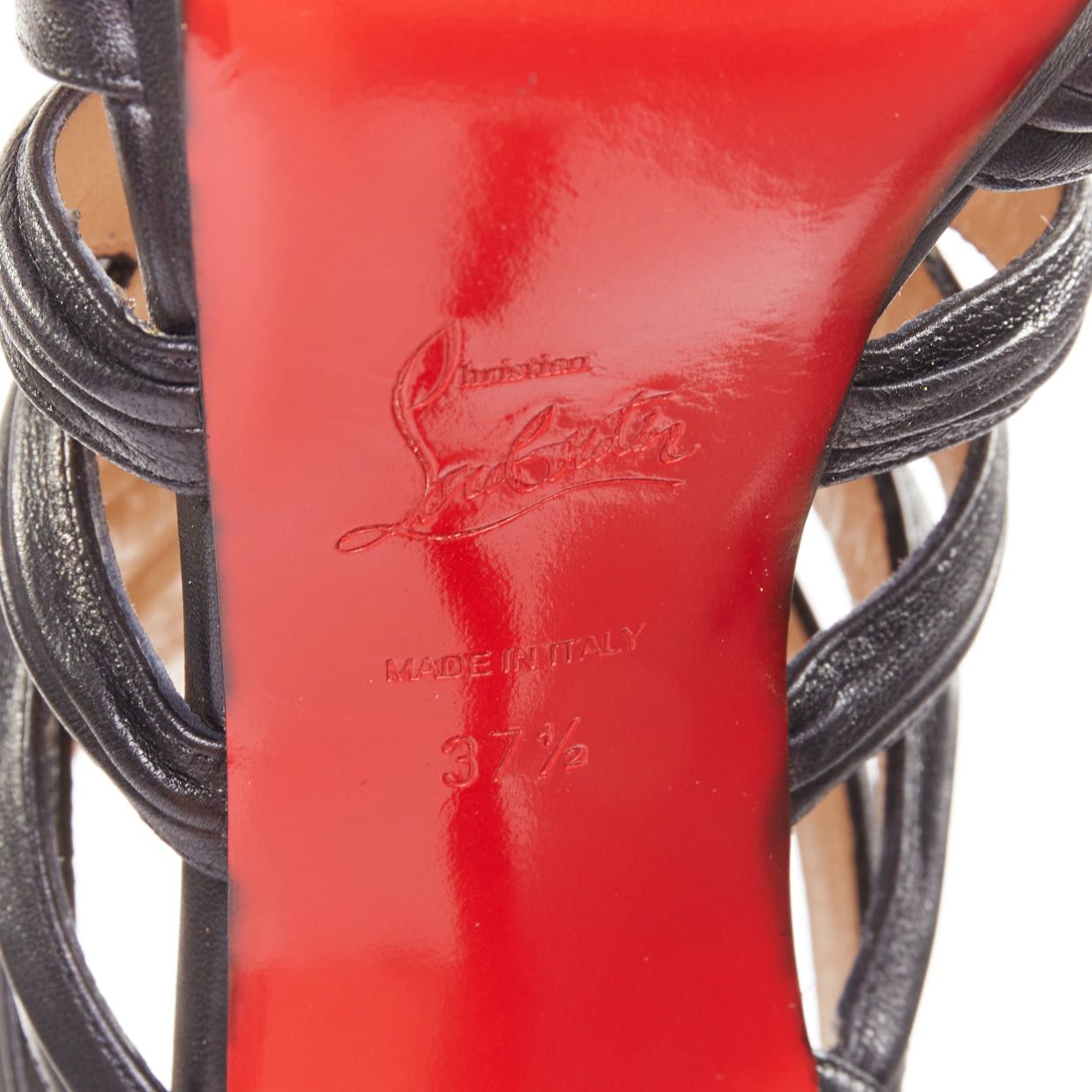 Christian Louboutin CHRISTIAN LOUBOUTIN Tinazata 120 nappa black leather strappy caged gladiator sandals EU37.5 Size US 7.5 / IT 37.5 - 10 Thumbnail