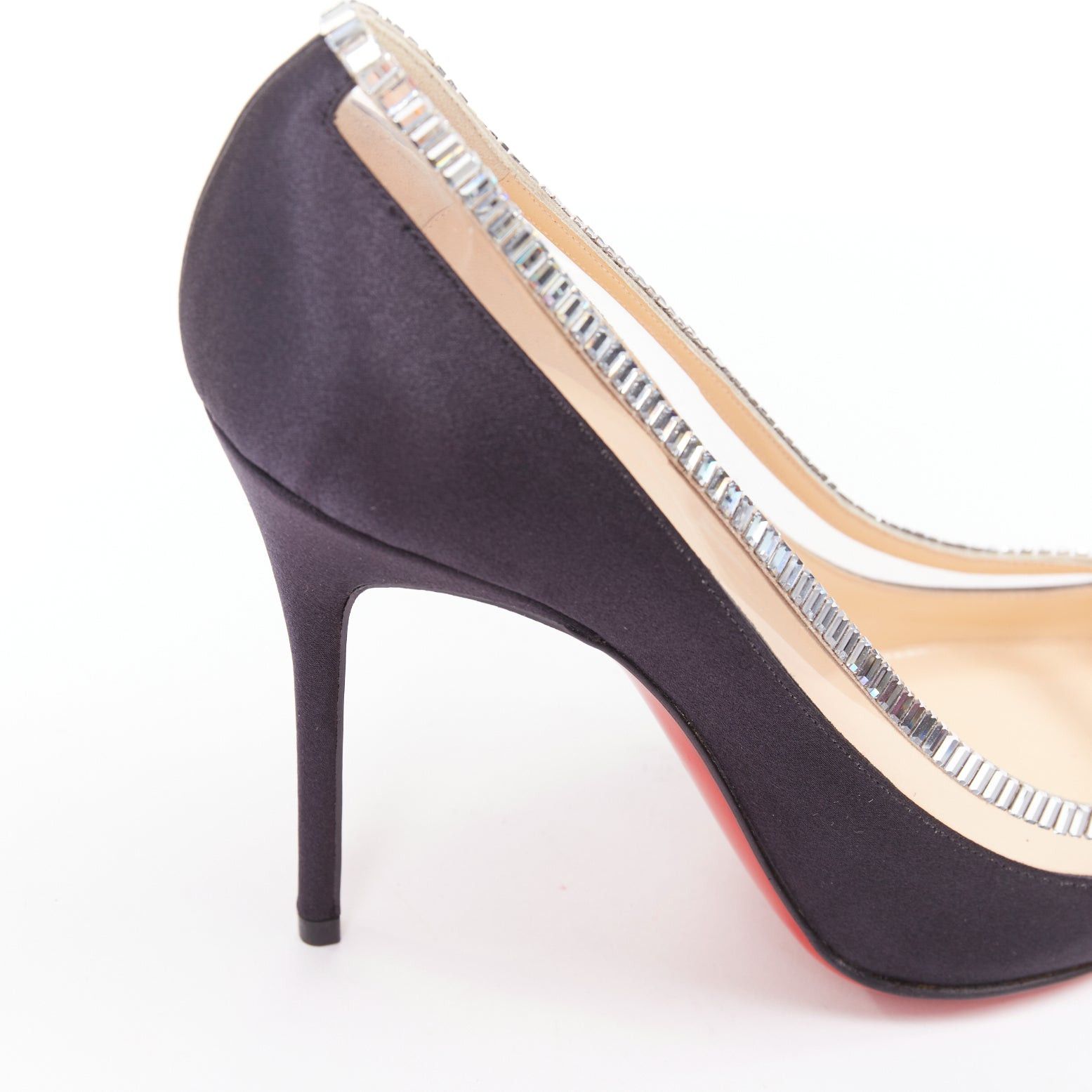 Christian Louboutin CHRISTIAN LOUBOUTIN Paulina Strass 100 Crepe Satin black PVC baguette crystal pumps EU37.5 Size US 7.5 / IT 37.5 - 8 Thumbnail