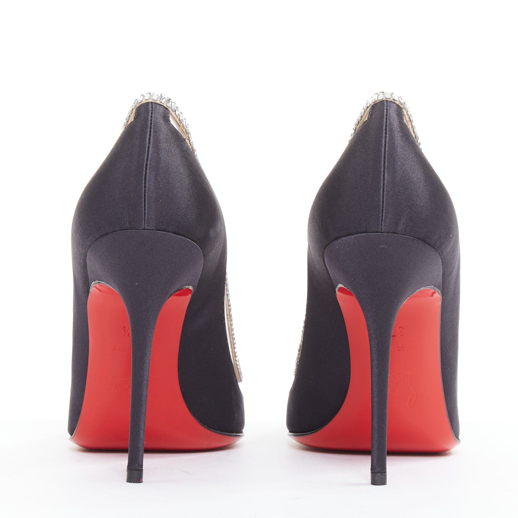 Christian Louboutin CHRISTIAN LOUBOUTIN Paulina Strass 100 Crepe Satin black PVC baguette crystal pumps EU37.5 Size US 7.5 / IT 37.5 - 5 Thumbnail