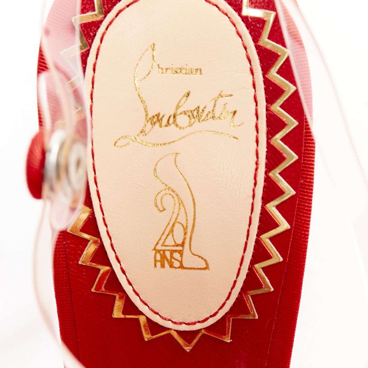 Christian Louboutin CHRISTIAN LOUBOUTIN 20th Anniversary Bow Bow 100 PVC red grosgrain T strap heels EU38.5 Size US 8.5 / IT 38.5 - 9 Thumbnail