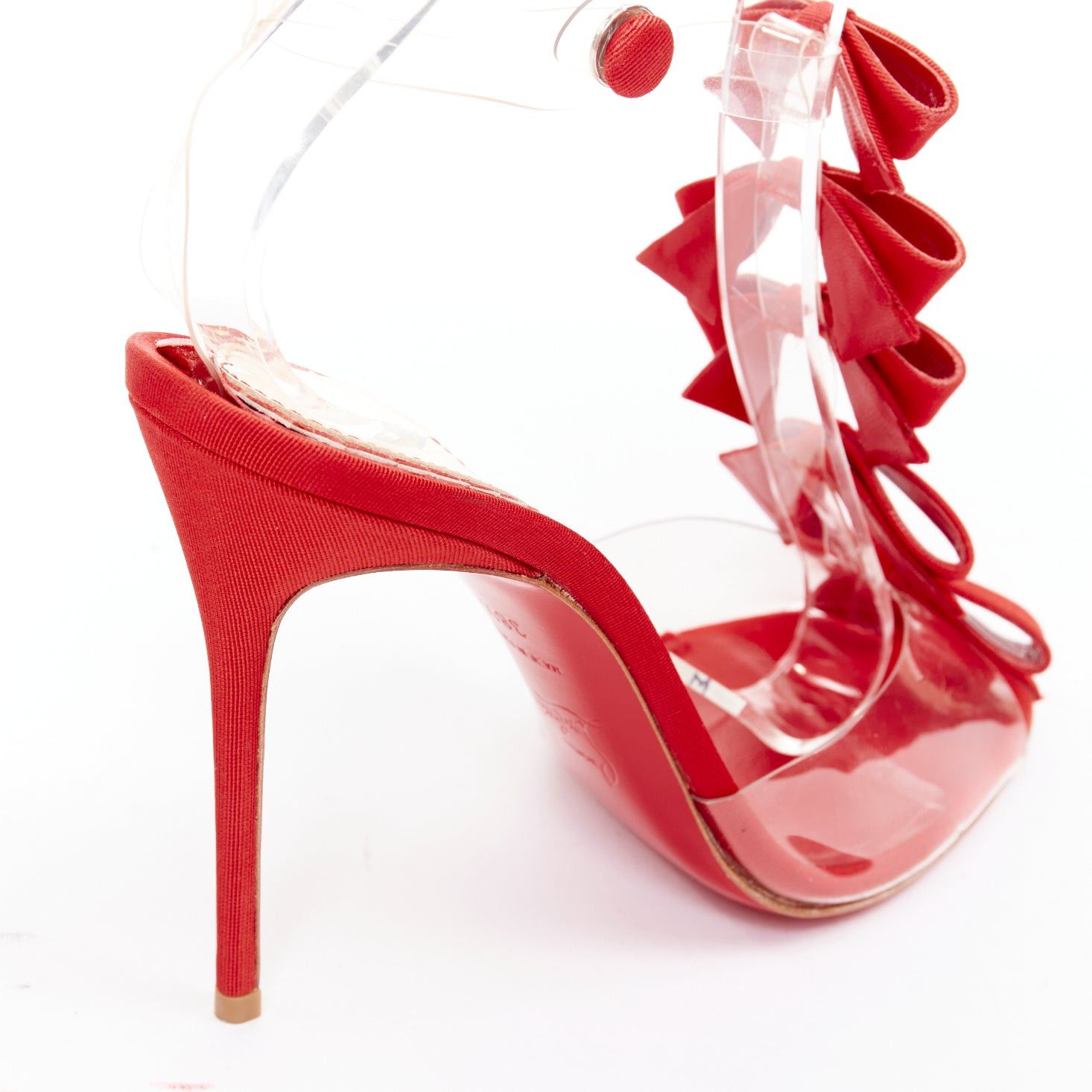 Christian Louboutin CHRISTIAN LOUBOUTIN 20th Anniversary Bow Bow 100 PVC red grosgrain T strap heels EU38.5 Size US 8.5 / IT 38.5 - 8 Thumbnail