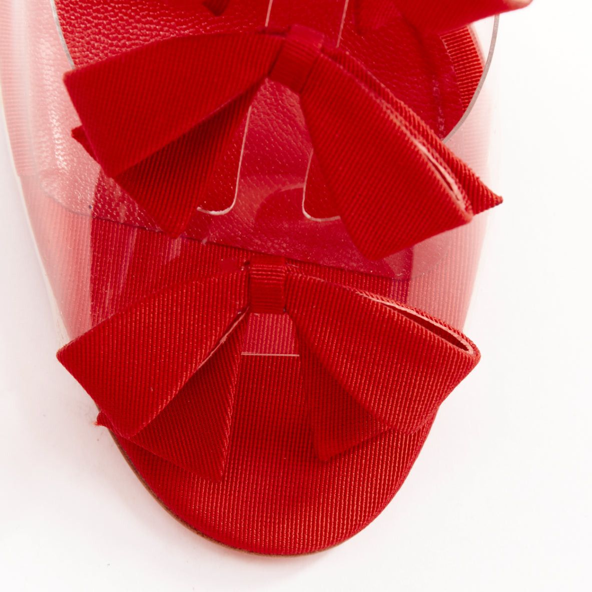 Christian Louboutin CHRISTIAN LOUBOUTIN 20th Anniversary Bow Bow 100 PVC red grosgrain T strap heels EU38.5 Size US 8.5 / IT 38.5 - 6 Thumbnail