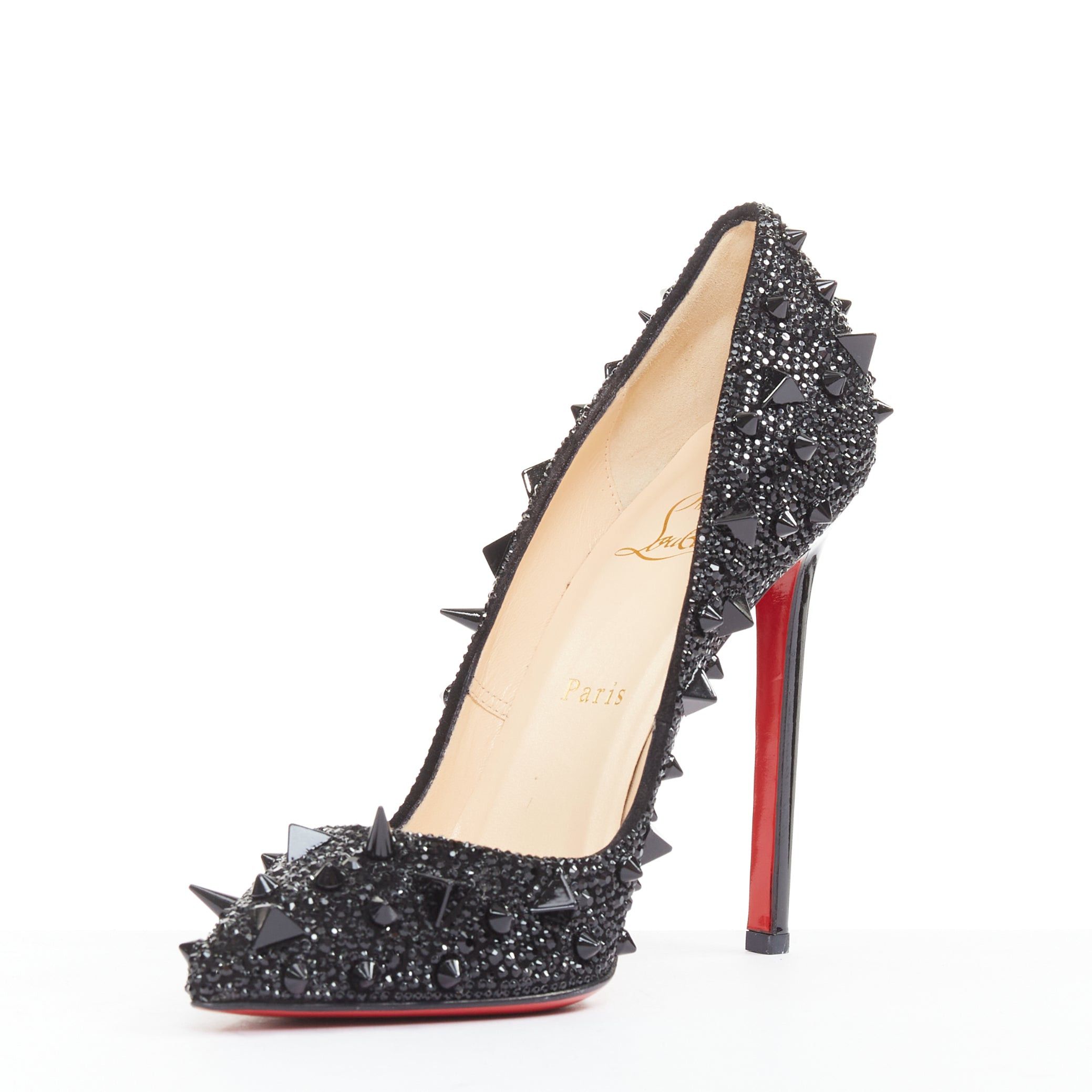 Christian Louboutin CHRISTIAN LOUBOUTIN Pigalili 120 black strass crystal spike stud pumps EU37 Size US 7 / IT 37 - 4 Thumbnail