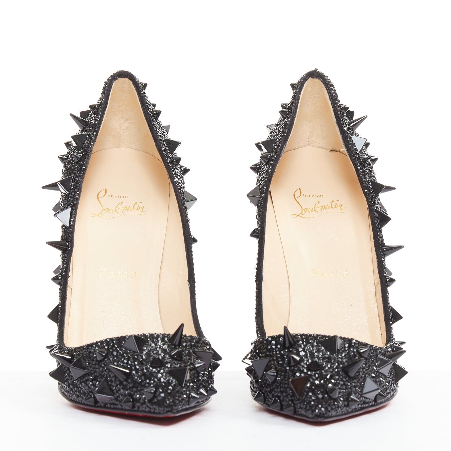 Christian Louboutin CHRISTIAN LOUBOUTIN Pigalili 120 black strass crystal spike stud pumps EU37 Size US 7 / IT 37 - 3 Thumbnail