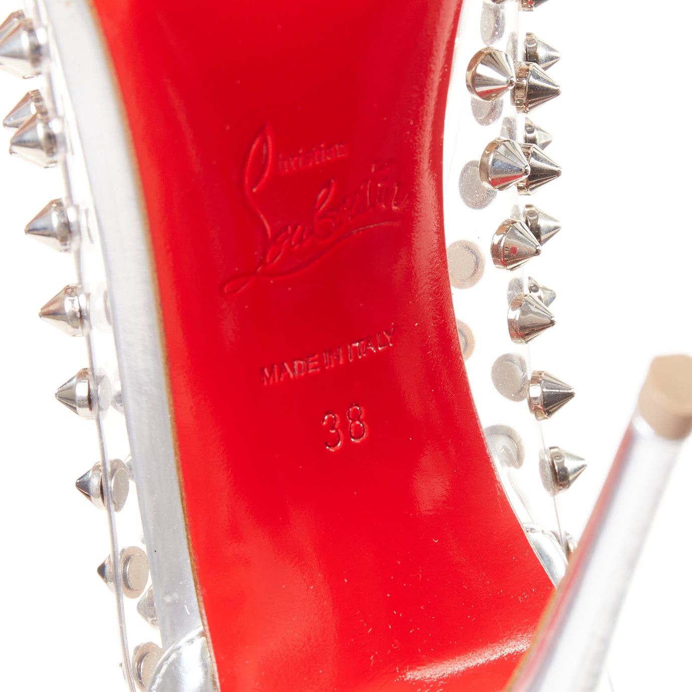 Christian Louboutin CHRISTIAN LOUBOUTIN Spike Me 100 Metal Gloss silver PVC spike stud pumps EU38 Size US 8 / IT 38 - 10 Thumbnail
