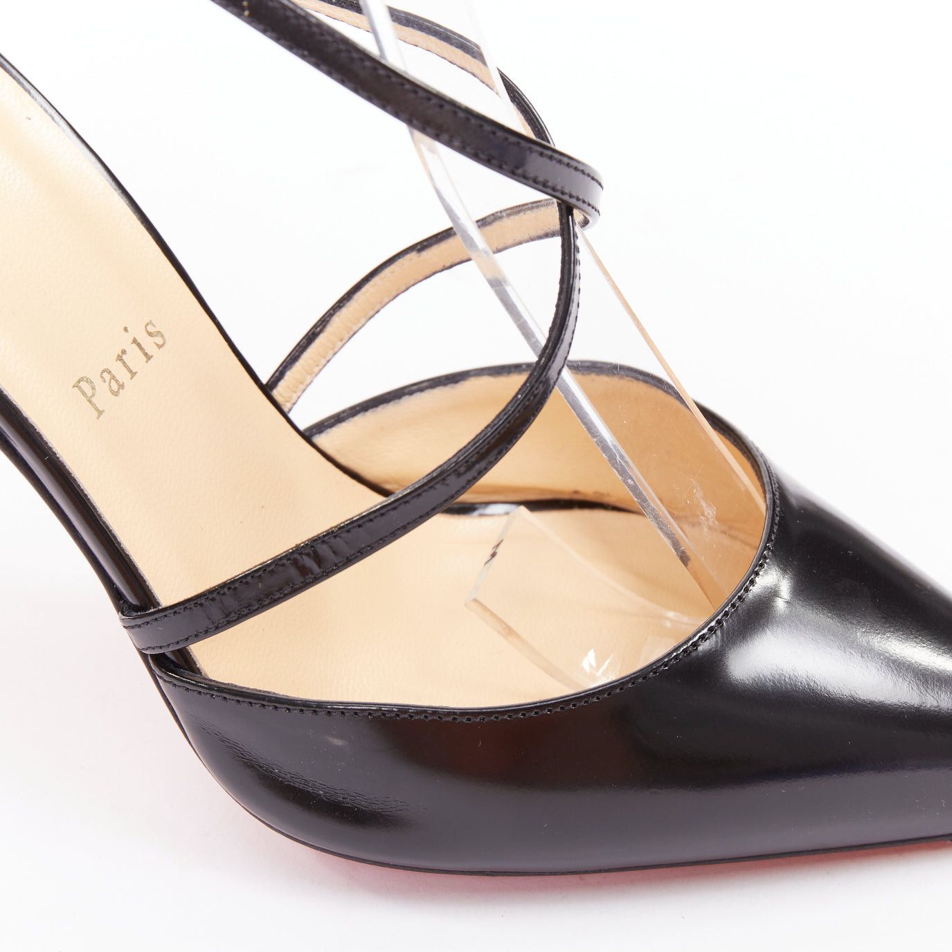 Christian Louboutin CHRISTIAN LOUBOUTIN Crosspiga 100 Jazz Calf black criss cross point toe pumps EU37.5 Size US 7.5 / IT 37.5 - 7 Thumbnail