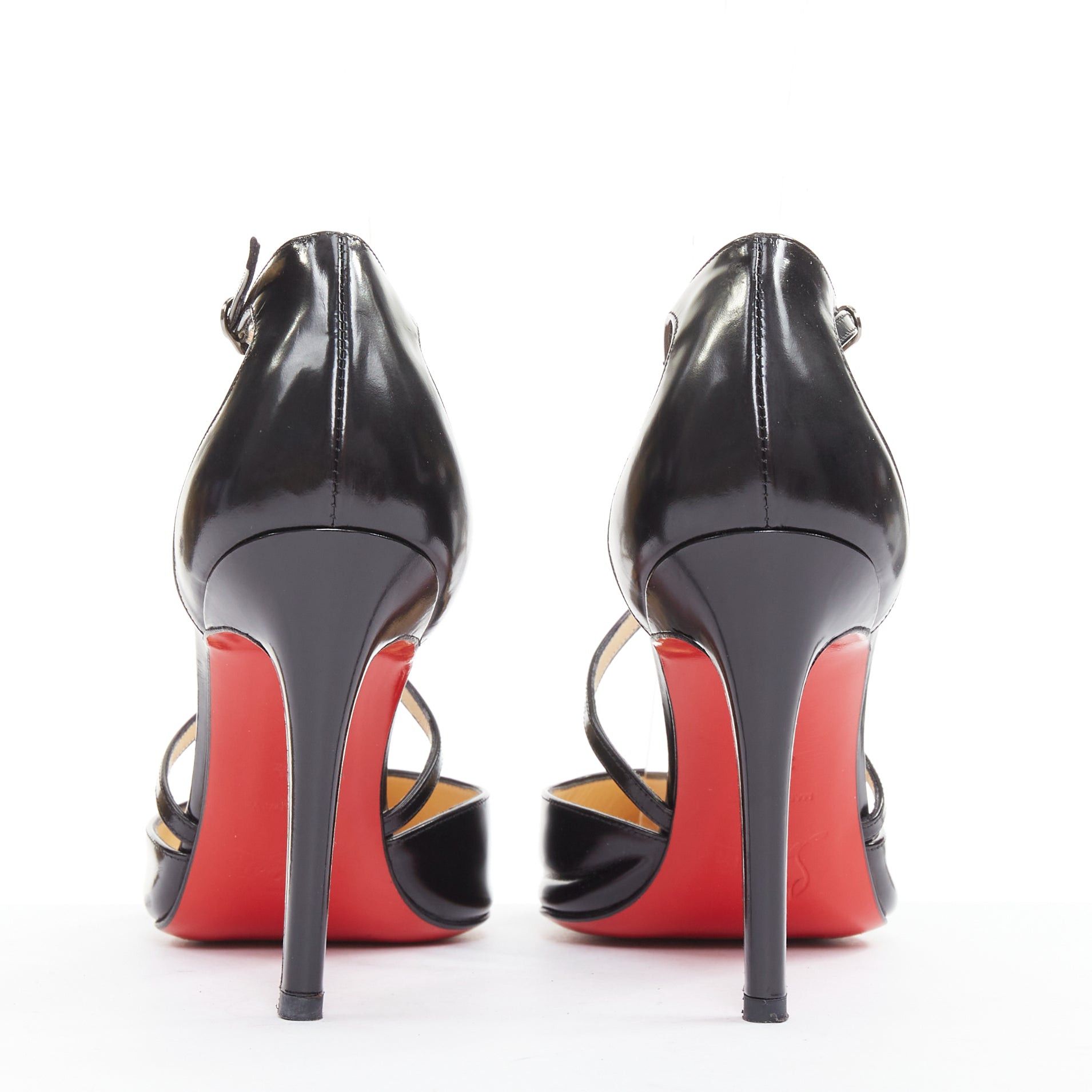 Christian Louboutin CHRISTIAN LOUBOUTIN Crosspiga 100 Jazz Calf black criss cross point toe pumps EU37.5 Size US 7.5 / IT 37.5 - 5 Thumbnail