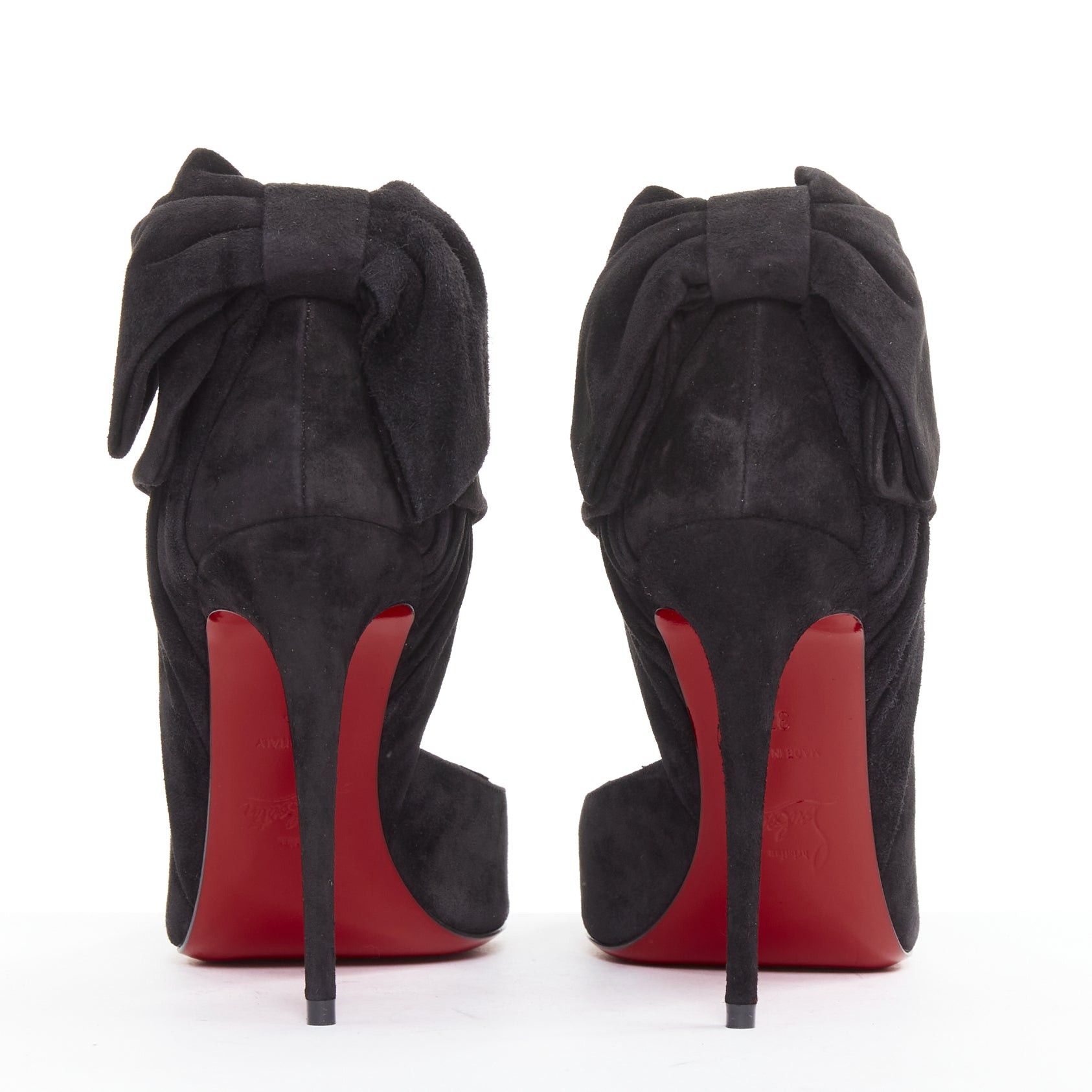 Christian Louboutin CHRISTIAN LOUBOUTIN Rabakate 100 Veau Velours black suede bow stiletto pumps EU37 Size US 7 / IT 37 - 5 Thumbnail