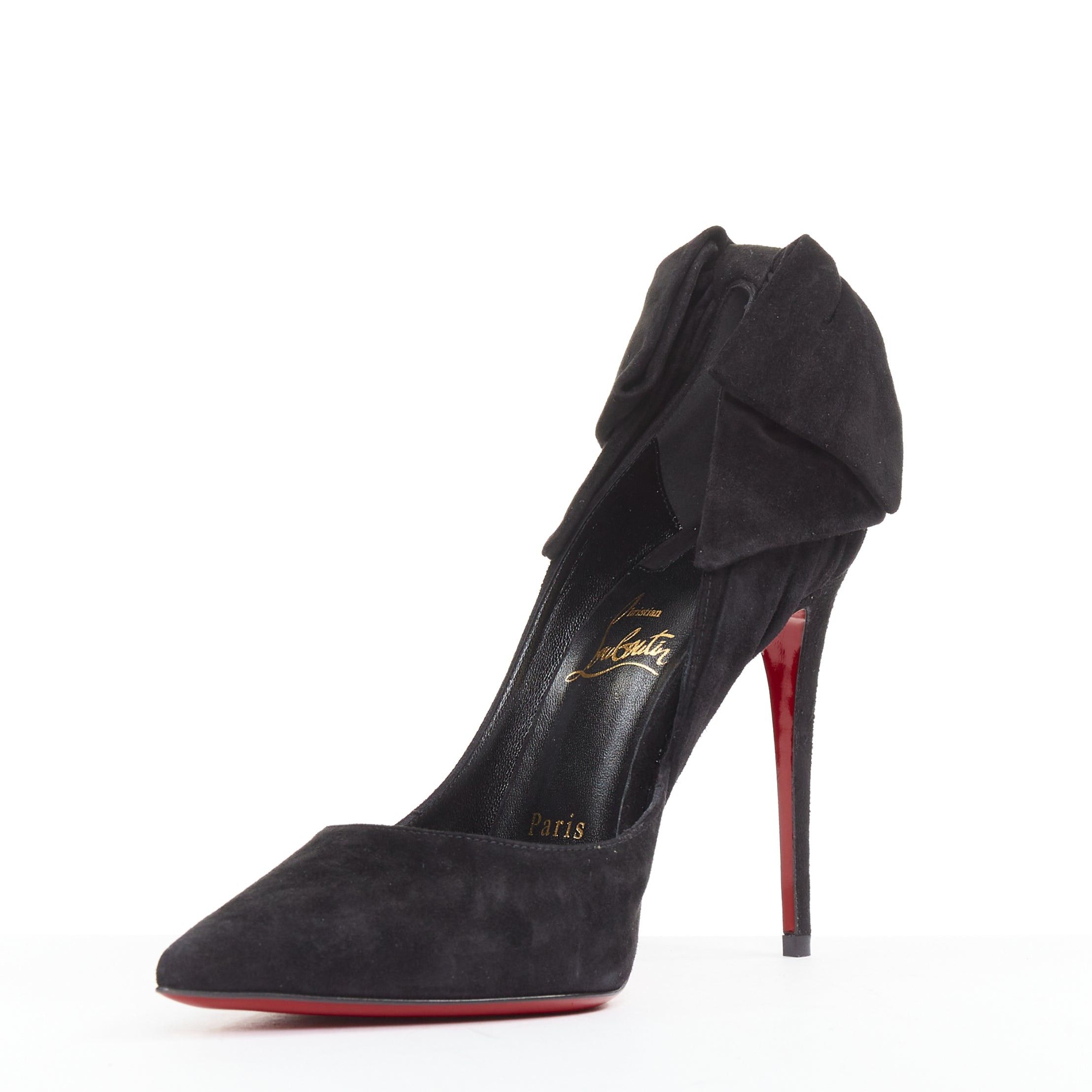 Christian Louboutin CHRISTIAN LOUBOUTIN Rabakate 100 Veau Velours black suede bow stiletto pumps EU37 Size US 7 / IT 37 - 4 Thumbnail