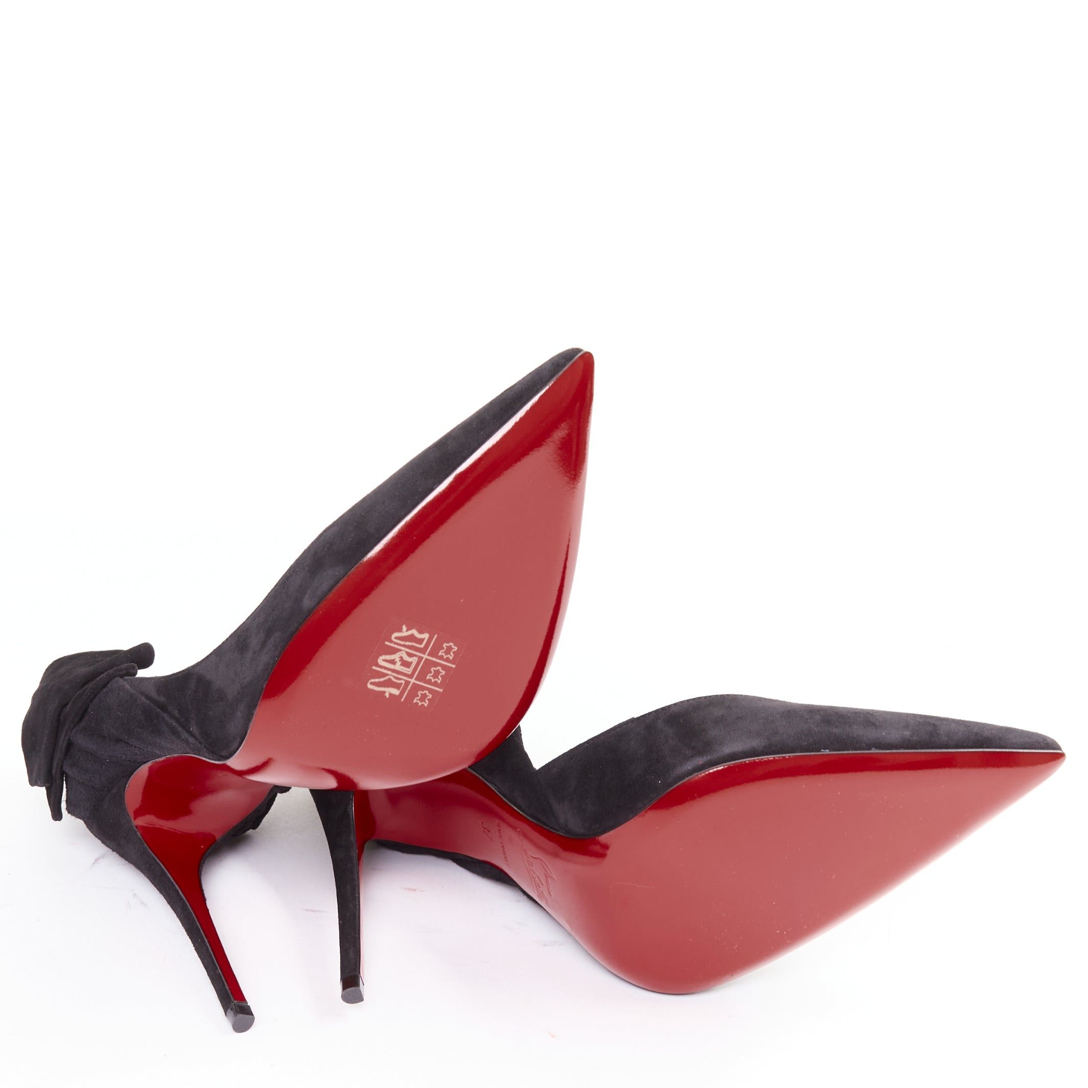 Christian Louboutin CHRISTIAN LOUBOUTIN Rabakate 100 Veau Velours black suede bow stiletto pumps EU37 Size US 7 / IT 37 - 11 Thumbnail