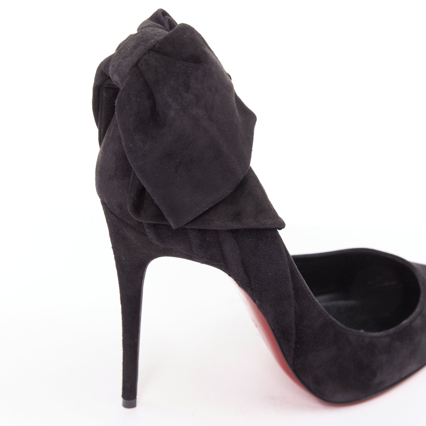 Christian Louboutin CHRISTIAN LOUBOUTIN Rabakate 100 Veau Velours black suede bow stiletto pumps EU37 Size US 7 / IT 37 - 8 Thumbnail