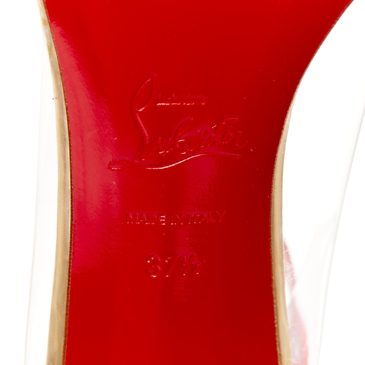 Christian Louboutin CHRISTIAN LOUBOUTIN Un Bout 100 Veau Velours mandarin red suede PVC strappy pumps EU37.5 Size US 7.5 / IT 37.5 - 10 Thumbnail