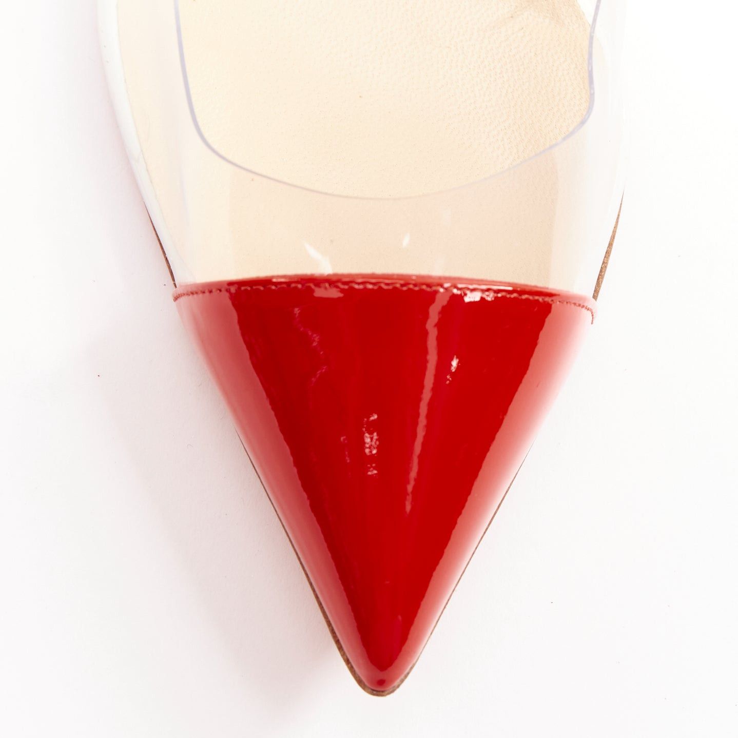 Christian Louboutin CHRISTIAN LOUBOUTIN Debout 100 Corazon Tri Color red blue patent PVC point pumps EU37.5 Size US 7.5 / IT 37.5 - 6 Thumbnail