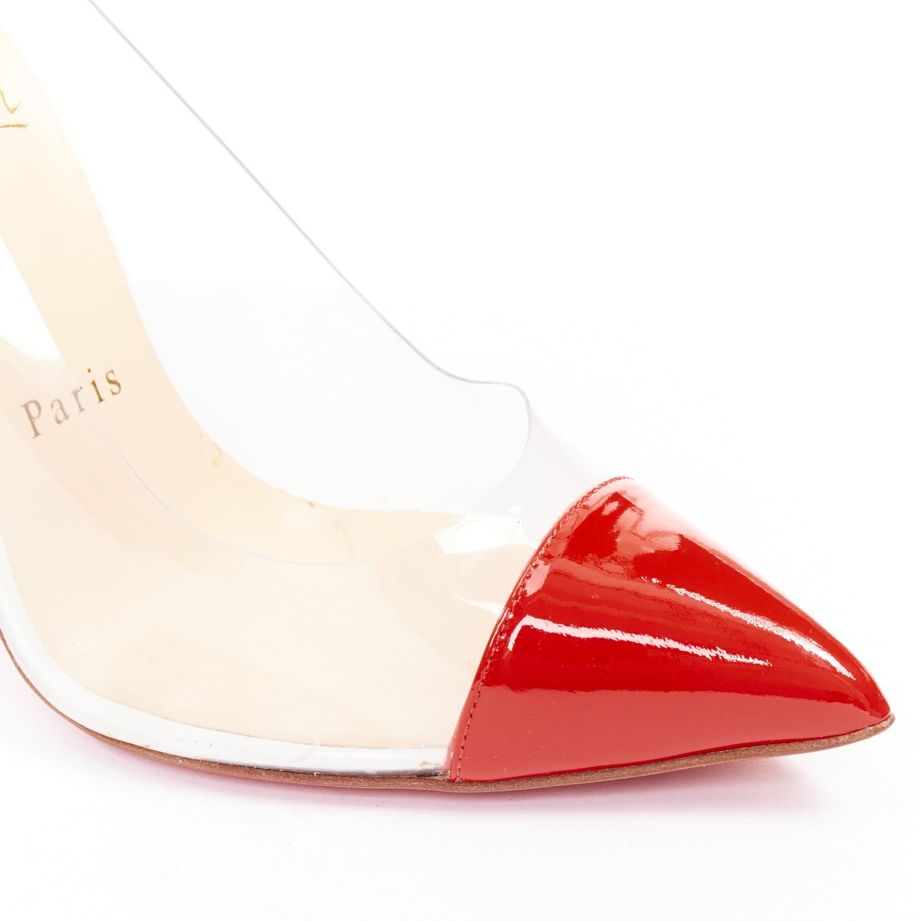 Christian Louboutin CHRISTIAN LOUBOUTIN Debout 100 Corazon Tri Color red blue patent PVC point pumps EU37.5 Size US 7.5 / IT 37.5 - 7 Thumbnail