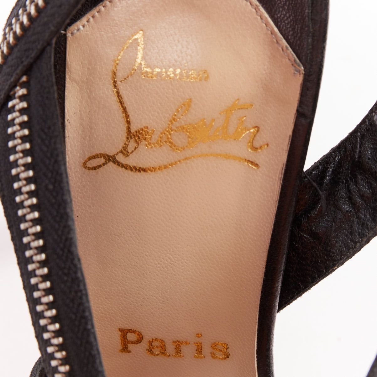 Christian Louboutin CHRISTIAN LOUBOUTIN Rodita New Nastro Zip black zipper criss cross platform sandals EU37.5 Size US 7.5 / IT 37.5 - 9 Thumbnail