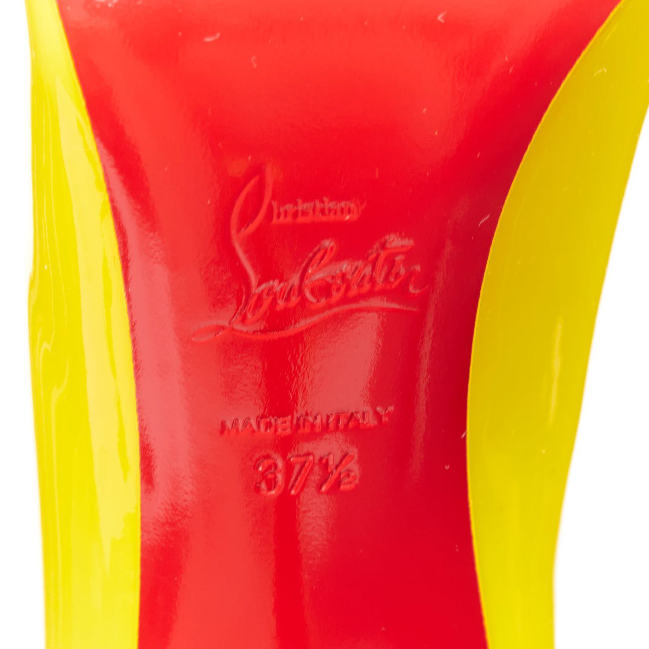 Christian Louboutin CHRISTIAN LOUBOUTIN Hot Chick 100 Patent citrus lemon scalloped point pump EU37.5 Size US 7.5 / IT 37.5 - 10 Thumbnail