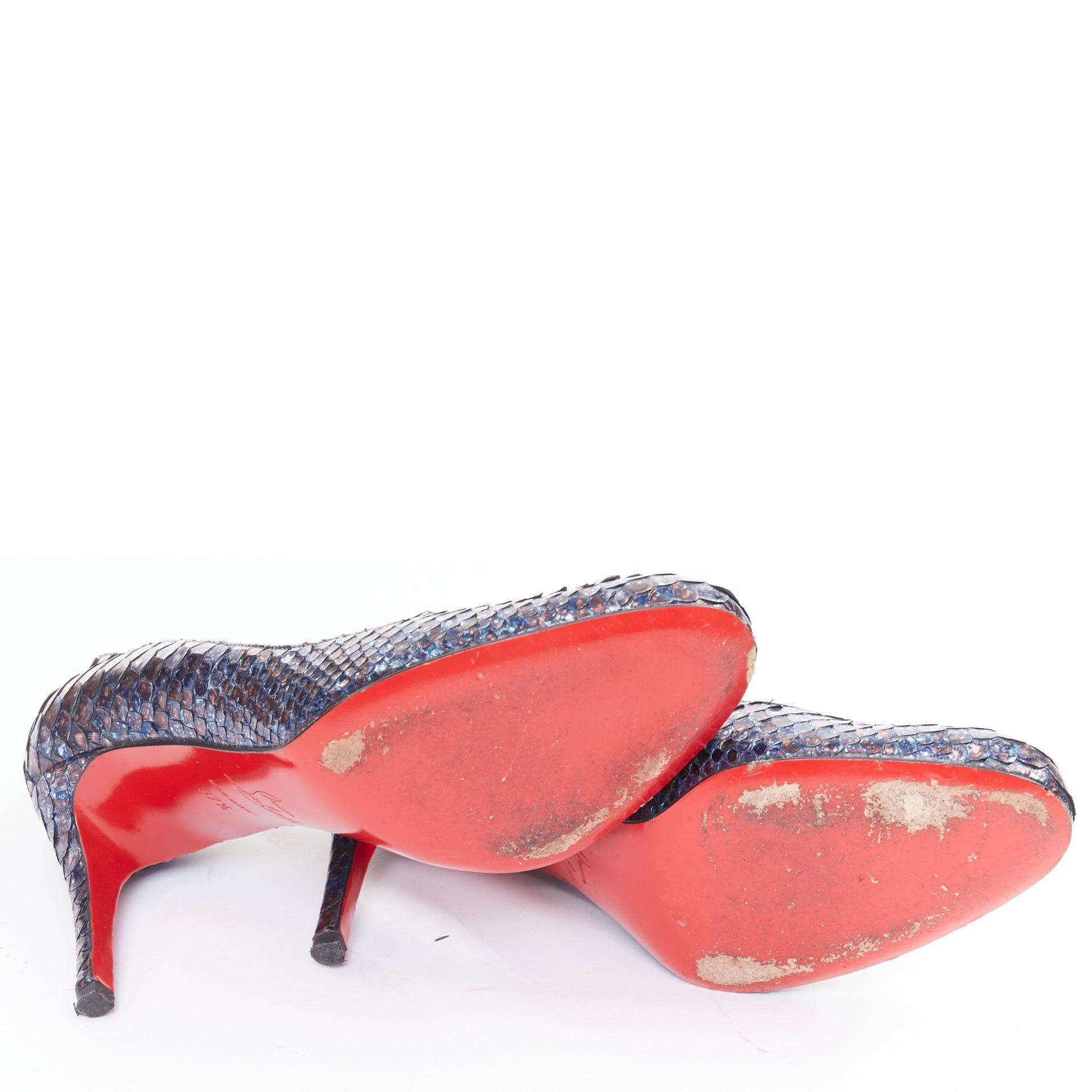 Christian Louboutin CHRISTIAN LOUBOUTIN Simple Pump 85 Acid Blue scaled leather almond toe pump EU37.5 Size US 7.5 / IT 37.5 - 11 Thumbnail