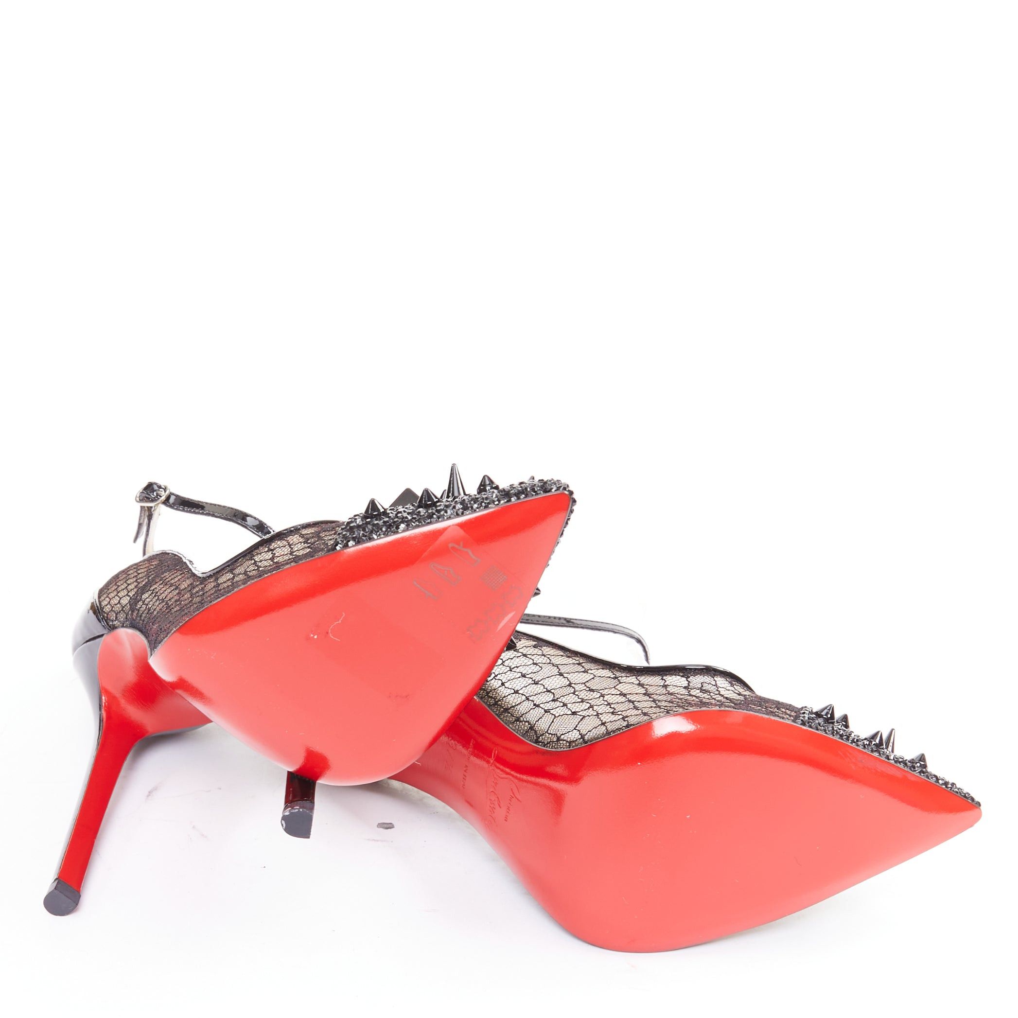 Christian Louboutin CHRISTIAN LOUBOUTIN Picks & Co Potpourri 120 black lace spiked strass toe pumps EU37.5 Size US 7.5 / IT 37.5 - 11 Thumbnail