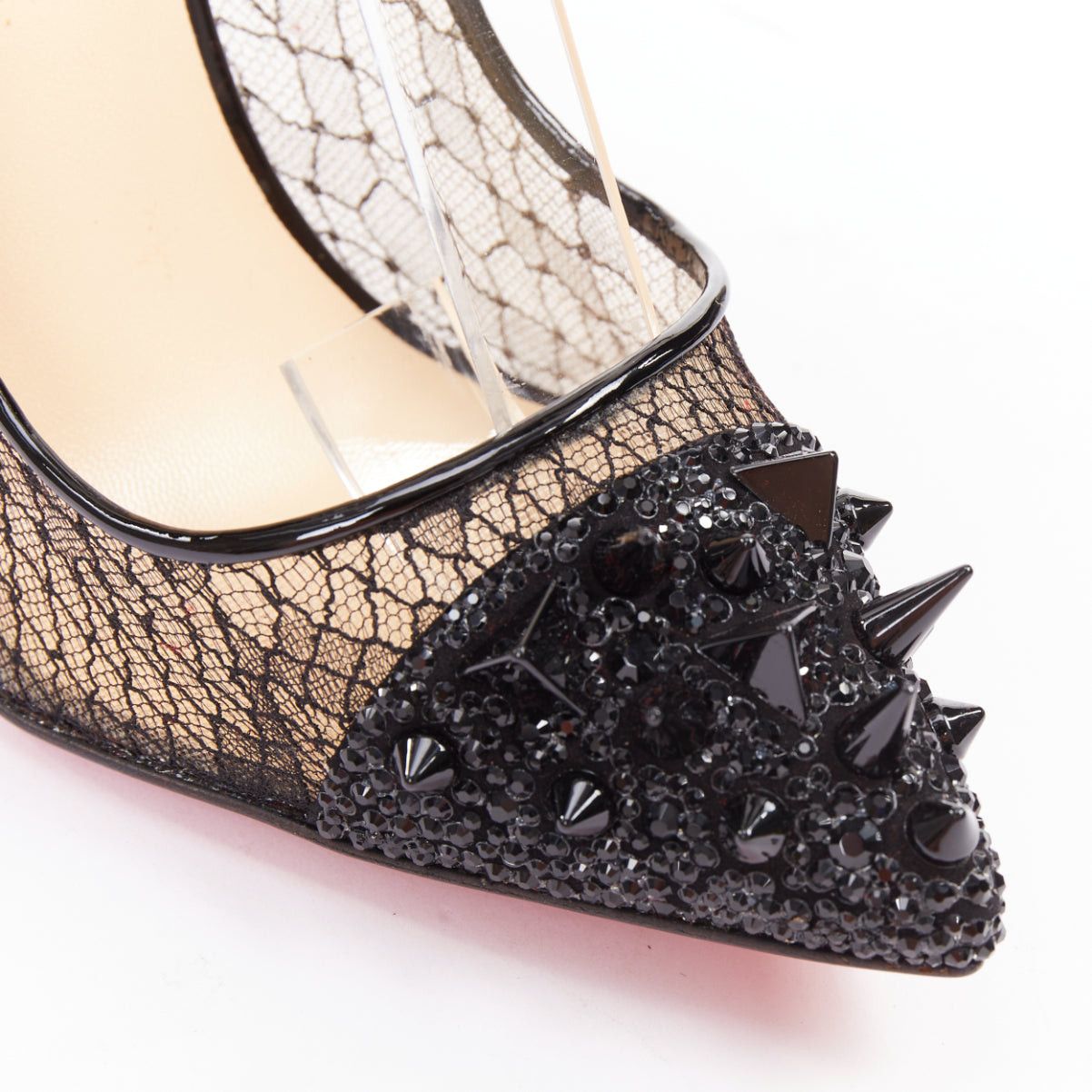 Christian Louboutin CHRISTIAN LOUBOUTIN Picks & Co Potpourri 120 black lace spiked strass toe pumps EU37.5 Size US 7.5 / IT 37.5 - 7 Thumbnail