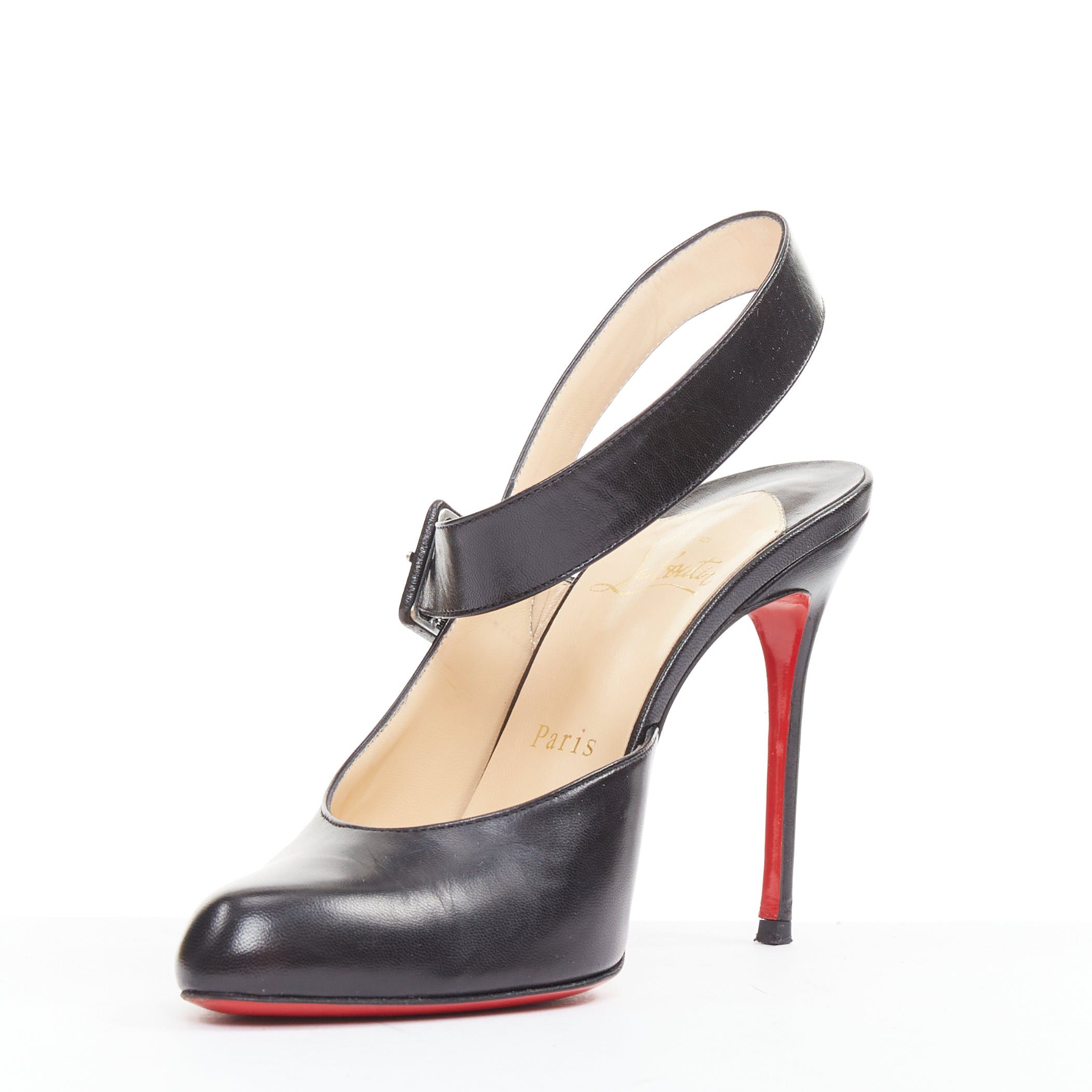 Christian Louboutin CHRISTIAN LOUBOUTIN Miyousra 100 black goat skin buckle D'Orsay pumps EU37.5 Size US 7.5 / IT 37.5 - 4 Thumbnail
