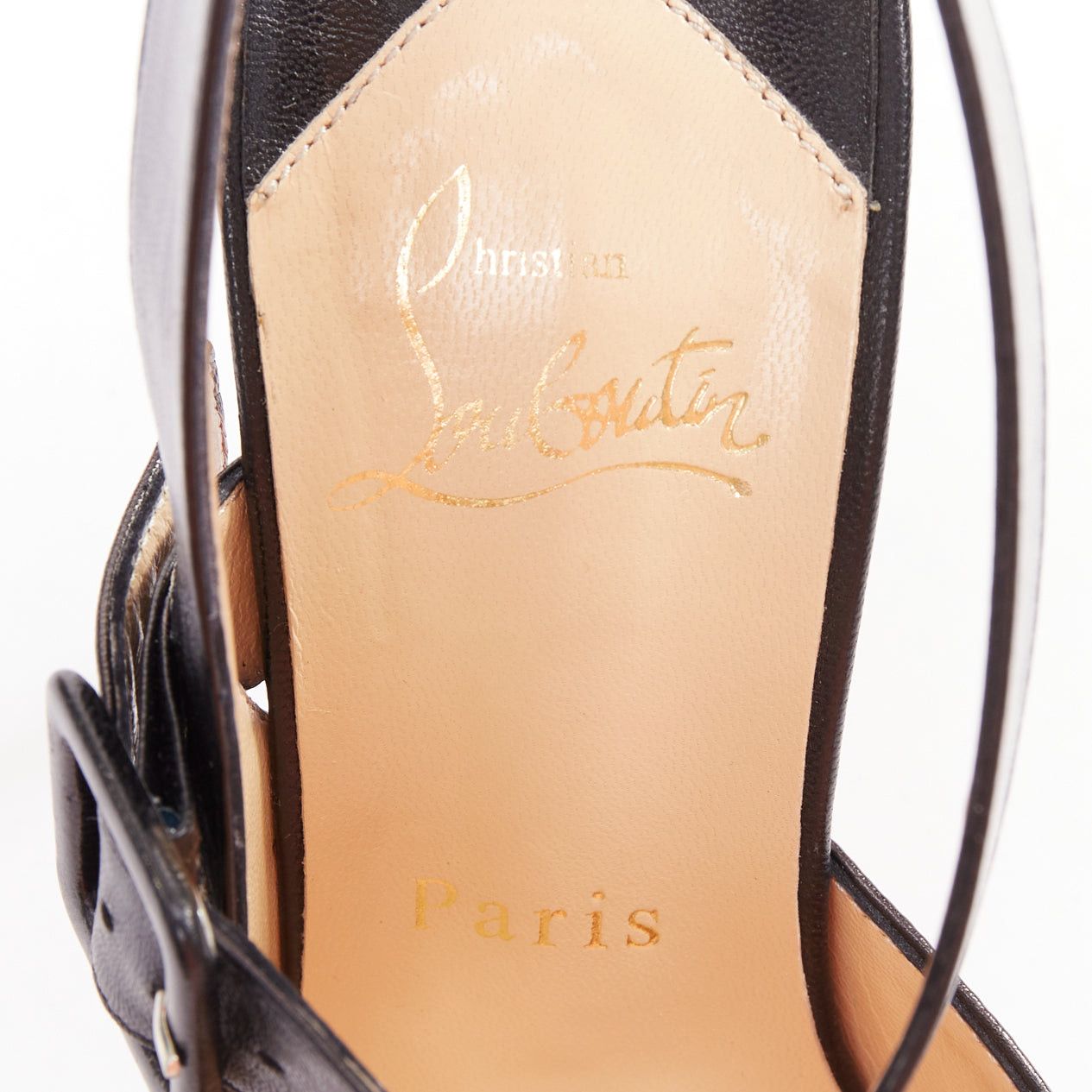 Christian Louboutin CHRISTIAN LOUBOUTIN Miyousra 100 black goat skin buckle D'Orsay pumps EU37.5 Size US 7.5 / IT 37.5 - 9 Thumbnail