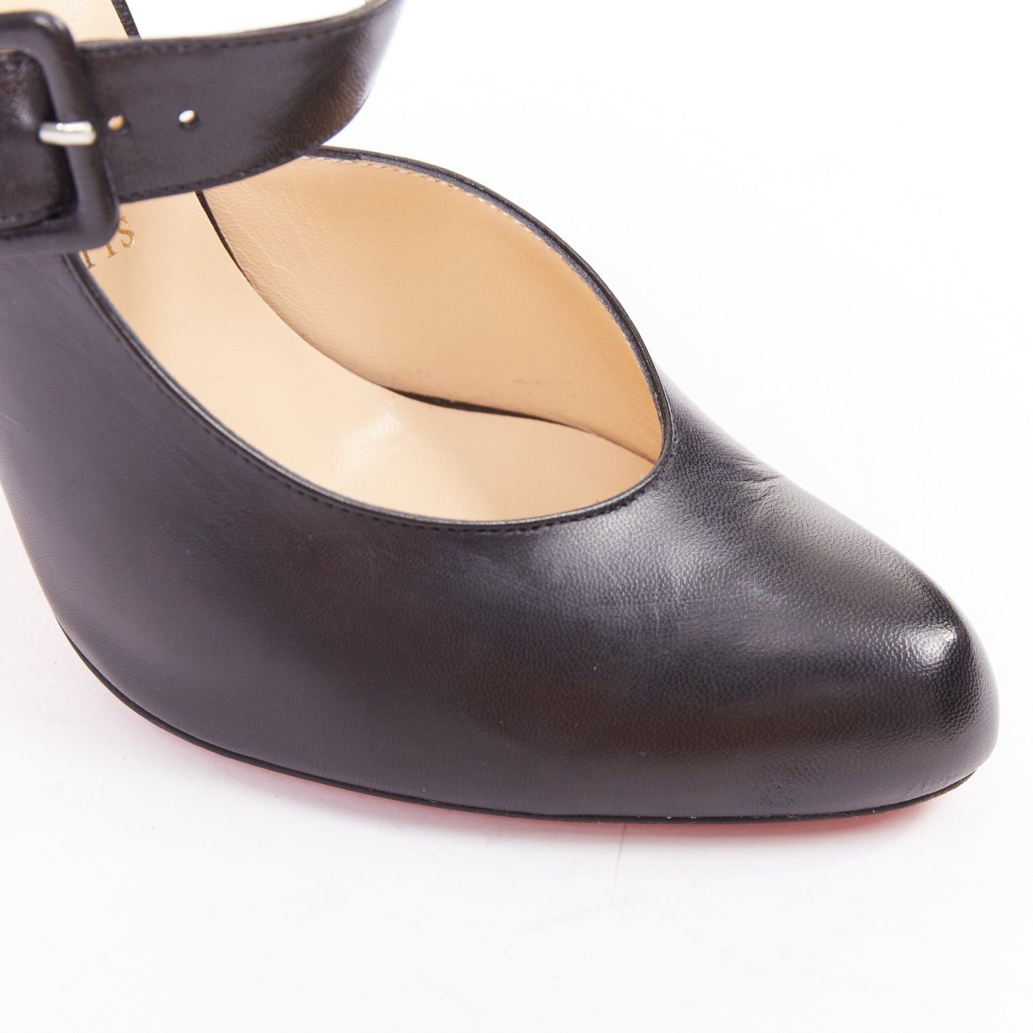 Christian Louboutin CHRISTIAN LOUBOUTIN Miyousra 100 black goat skin buckle D'Orsay pumps EU37.5 Size US 7.5 / IT 37.5 - 7 Thumbnail