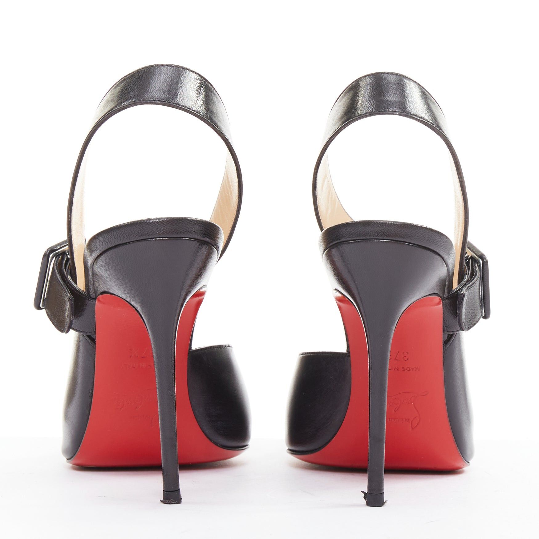 Christian Louboutin CHRISTIAN LOUBOUTIN Miyousra 100 black goat skin buckle D'Orsay pumps EU37.5 Size US 7.5 / IT 37.5 - 5 Thumbnail