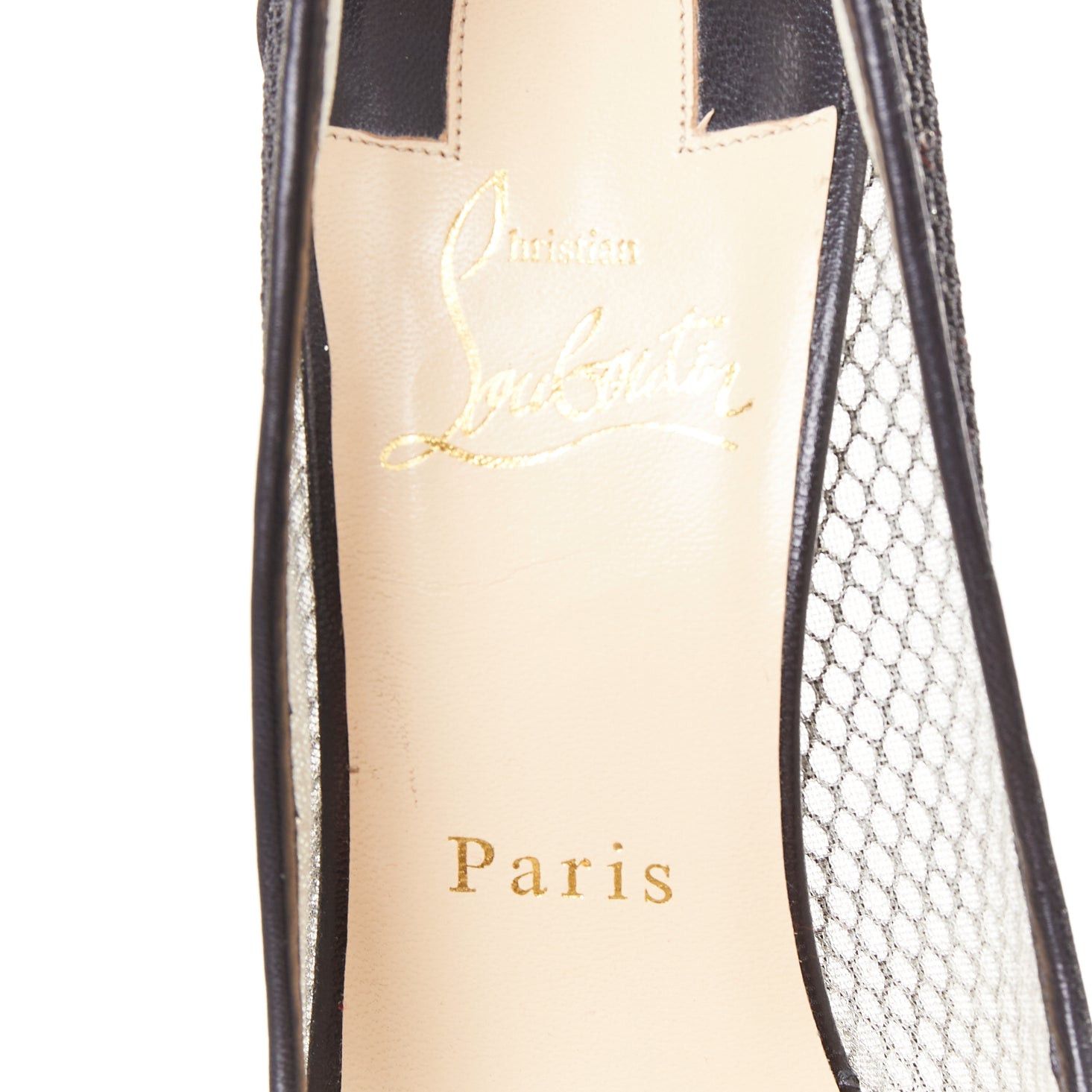 Christian Louboutin CHRISTIAN LOUBOUTIN Follies Resille 100 Fishnet Pailette black mesh pointy pumps EU37.5 Size US 7.5 / IT 37.5 - 9 Thumbnail