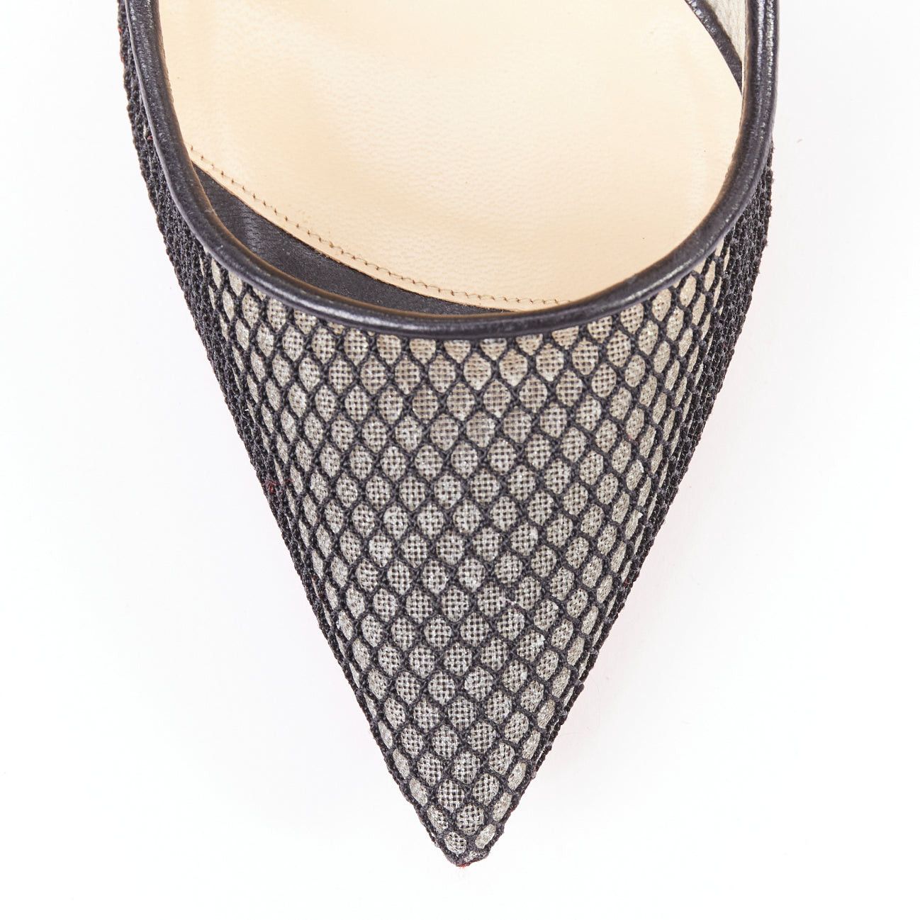 Christian Louboutin CHRISTIAN LOUBOUTIN Follies Resille 100 Fishnet Pailette black mesh pointy pumps EU37.5 Size US 7.5 / IT 37.5 - 6 Thumbnail