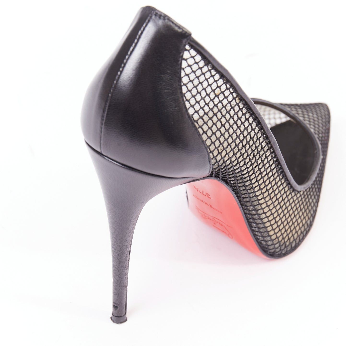 Christian Louboutin CHRISTIAN LOUBOUTIN Follies Resille 100 Fishnet Pailette black mesh pointy pumps EU37.5 Size US 7.5 / IT 37.5 - 8 Thumbnail