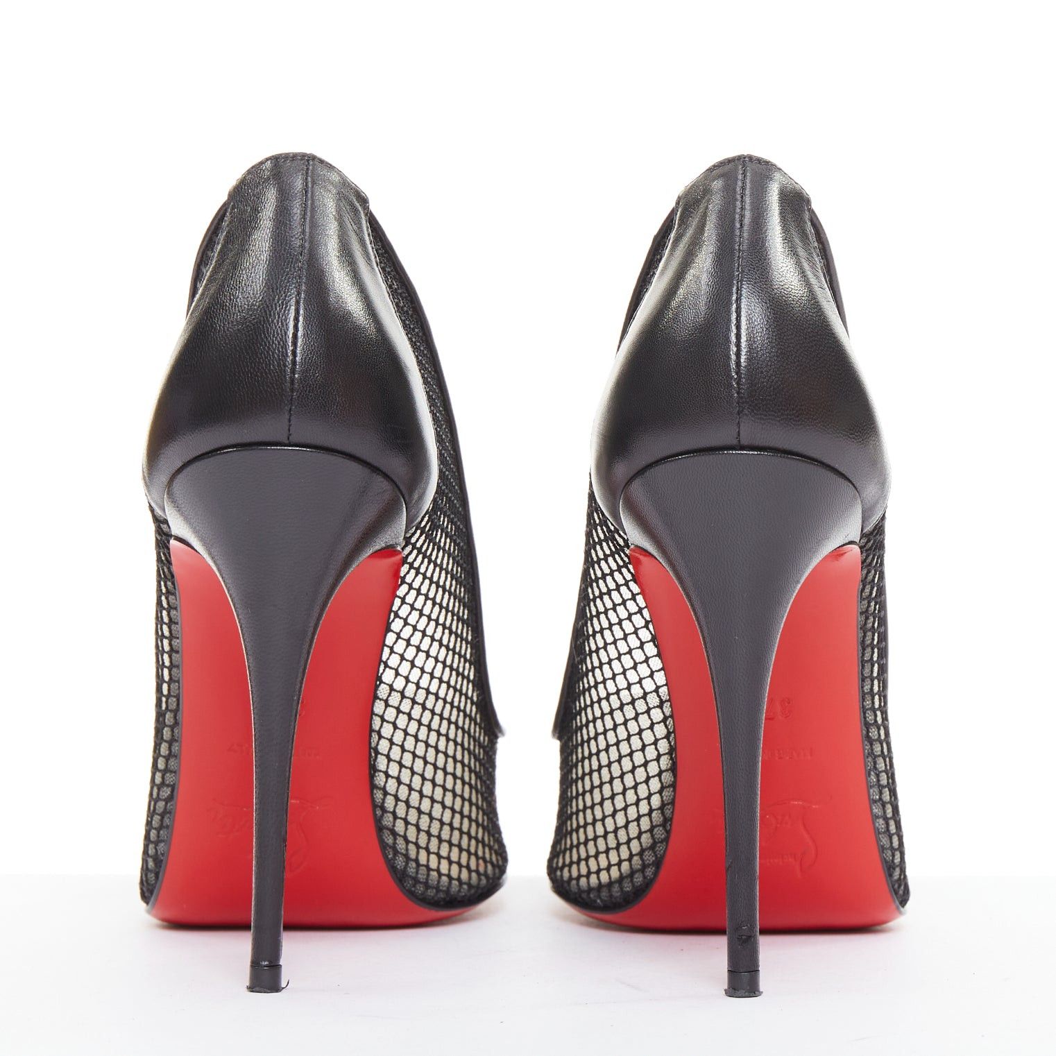 Christian Louboutin CHRISTIAN LOUBOUTIN Follies Resille 100 Fishnet Pailette black mesh pointy pumps EU37.5 Size US 7.5 / IT 37.5 - 5 Thumbnail