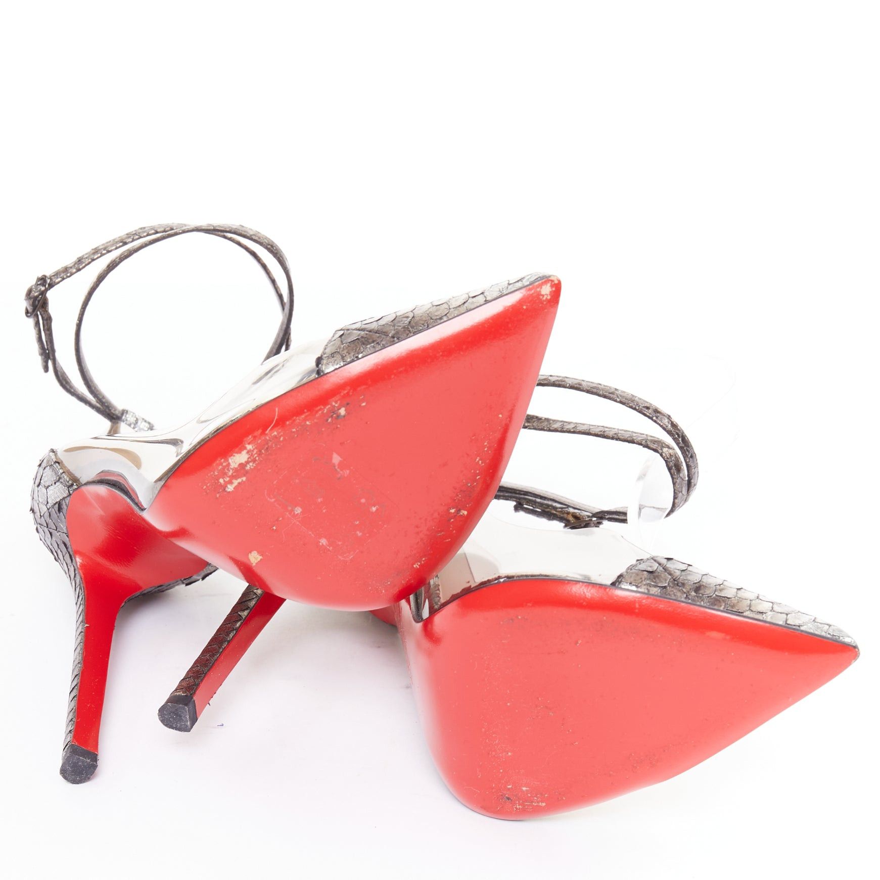 Christian Louboutin CHRISTIAN LOUBOUTIN Un Bout 120 metallic lame silver watersnake PVC pumps EU37.5 Size US 7.5 / IT 37.5 - 11 Thumbnail