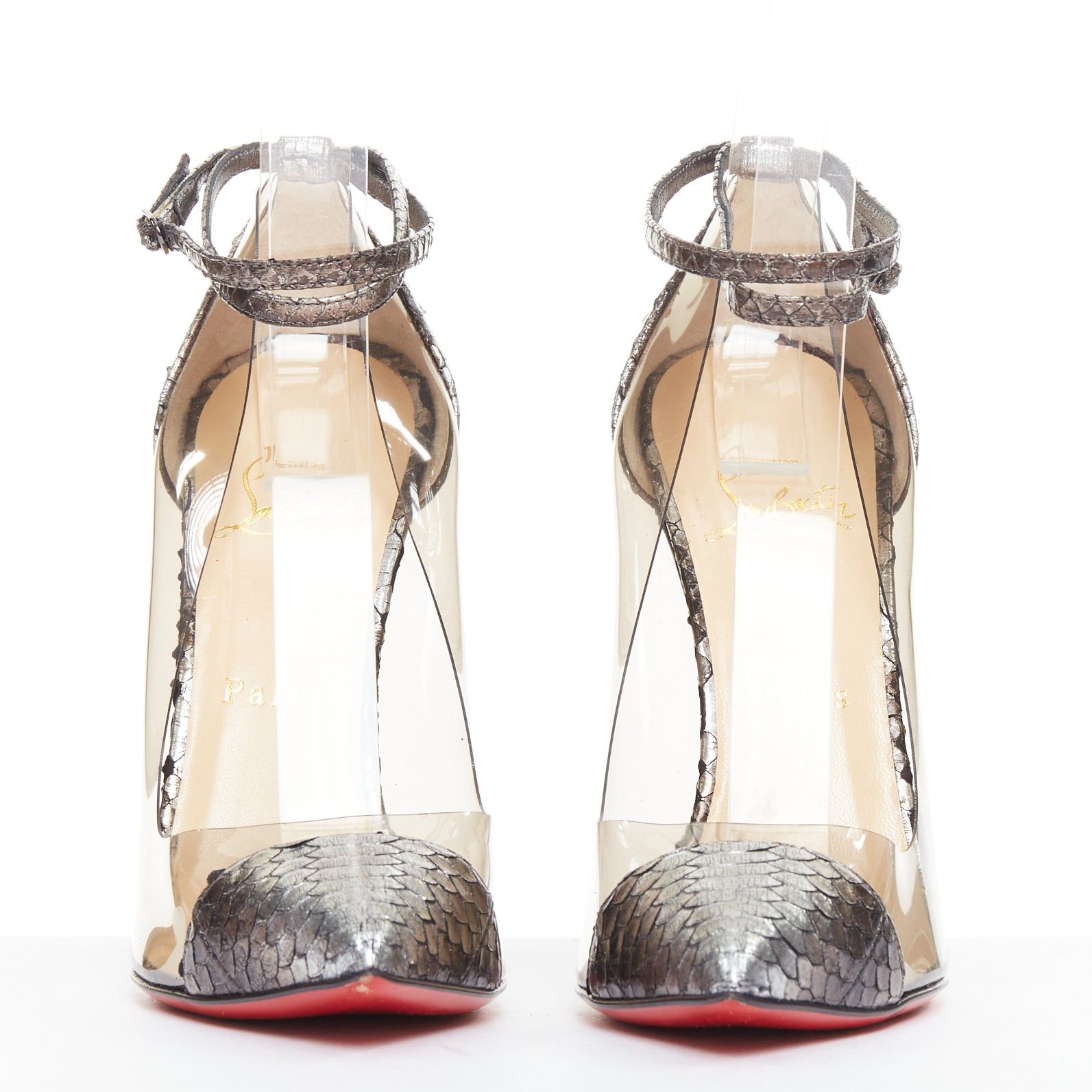 Christian Louboutin CHRISTIAN LOUBOUTIN Un Bout 120 metallic lame silver watersnake PVC pumps EU37.5 Size US 7.5 / IT 37.5 - 3 Thumbnail