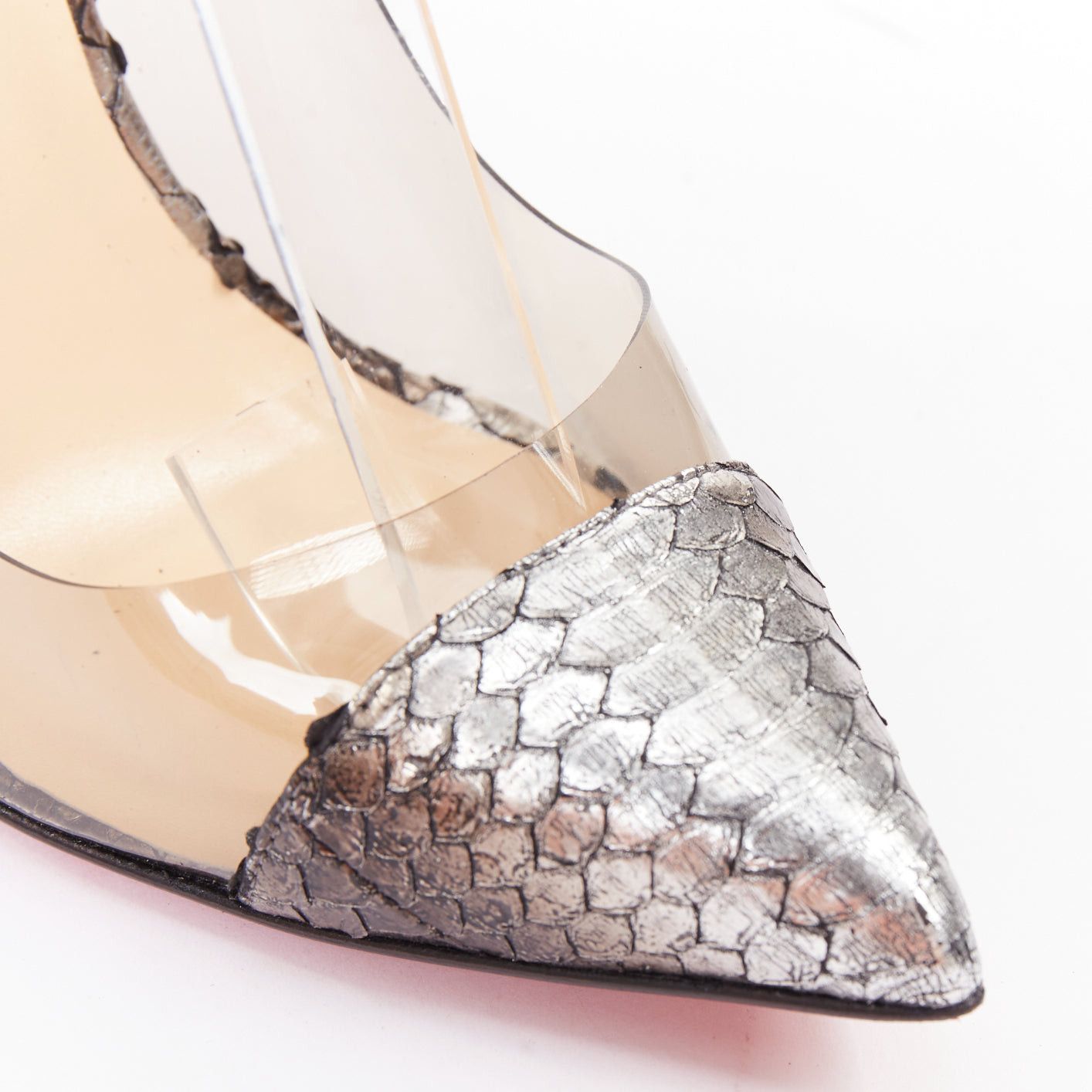 Christian Louboutin CHRISTIAN LOUBOUTIN Un Bout 120 metallic lame silver watersnake PVC pumps EU37.5 Size US 7.5 / IT 37.5 - 7 Thumbnail