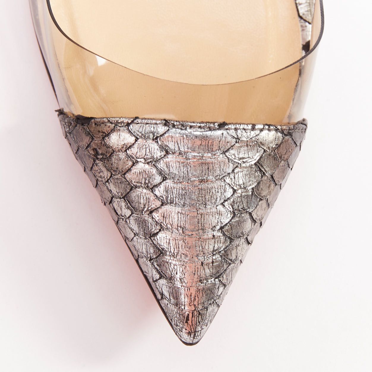 Christian Louboutin CHRISTIAN LOUBOUTIN Un Bout 120 metallic lame silver watersnake PVC pumps EU37.5 Size US 7.5 / IT 37.5 - 6 Thumbnail