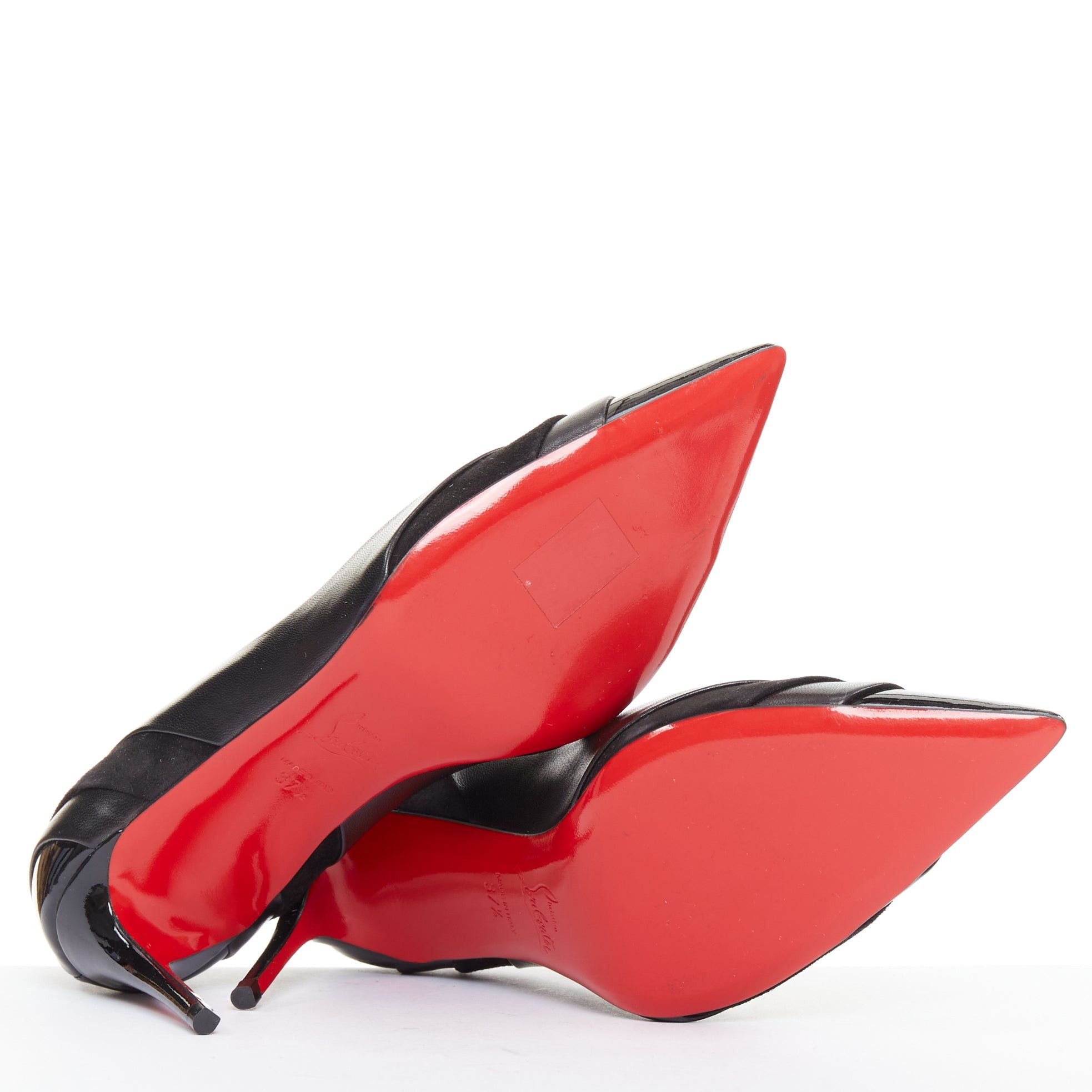 Christian Louboutin CHRISTIAN LOUBOUTIN Eklectica 85 nappa black calf suede mix pointed toe pumps EU37.5 Size US 7.5 / IT 37.5 - 11 Thumbnail